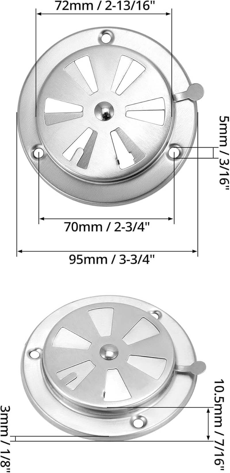 Smoker Lip Vent Damper Air Vent Outdoor Dryer BBQ Vent,Dryer Smoker Lip Vent Damper Dryer Vent,Smoker Air Vent Air Vent Outdoor Dryer BBQ Vent,Stainless Steel Grill Damper for Increased Airflow image number 1