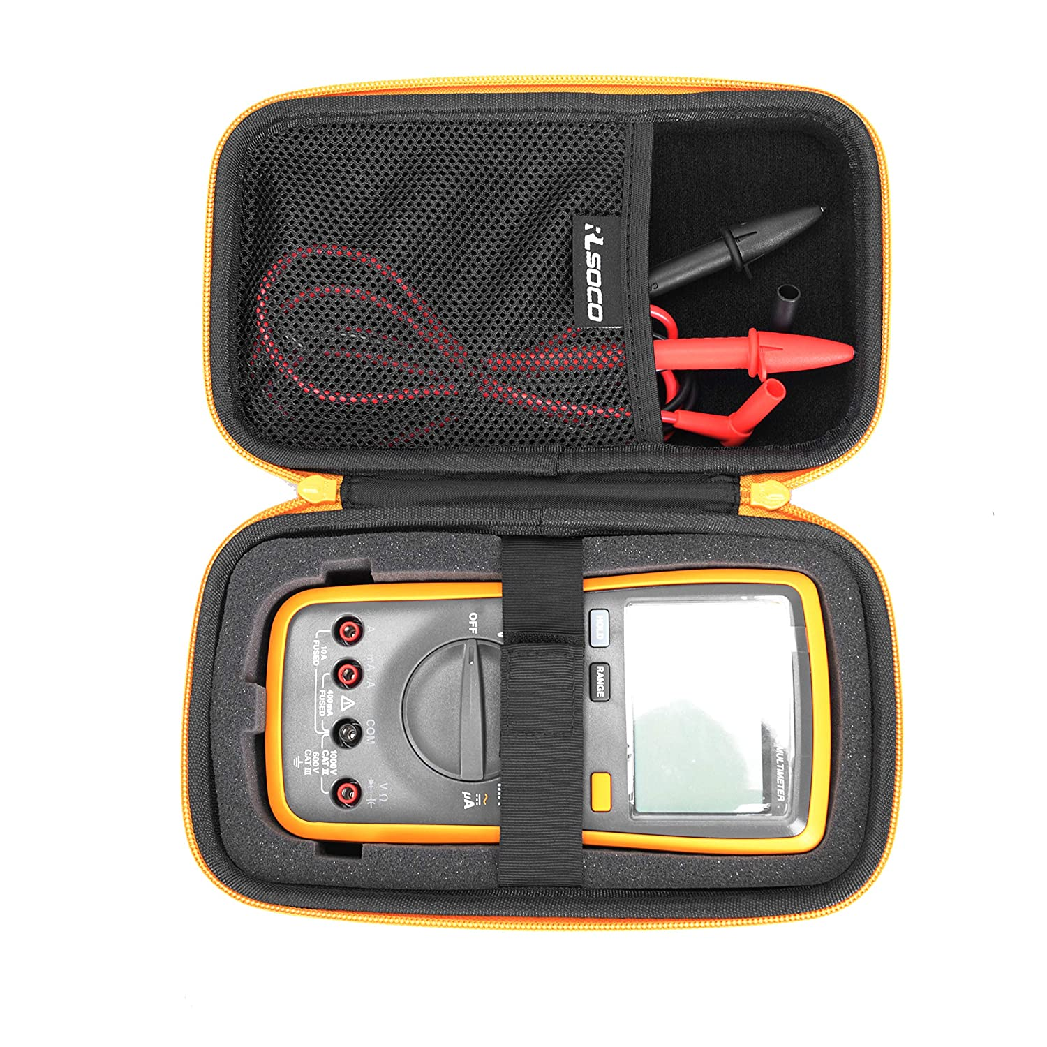RLSOCO Case for Fluke 117/116/115/179/114/113/233 & Fluke 101/107/106/17B+/15B+ Digital Multimeter, Hard Carry Case with DIY Foam, Drop- and Shock-Resistant - Yellow Zip (Case Only) image number 5