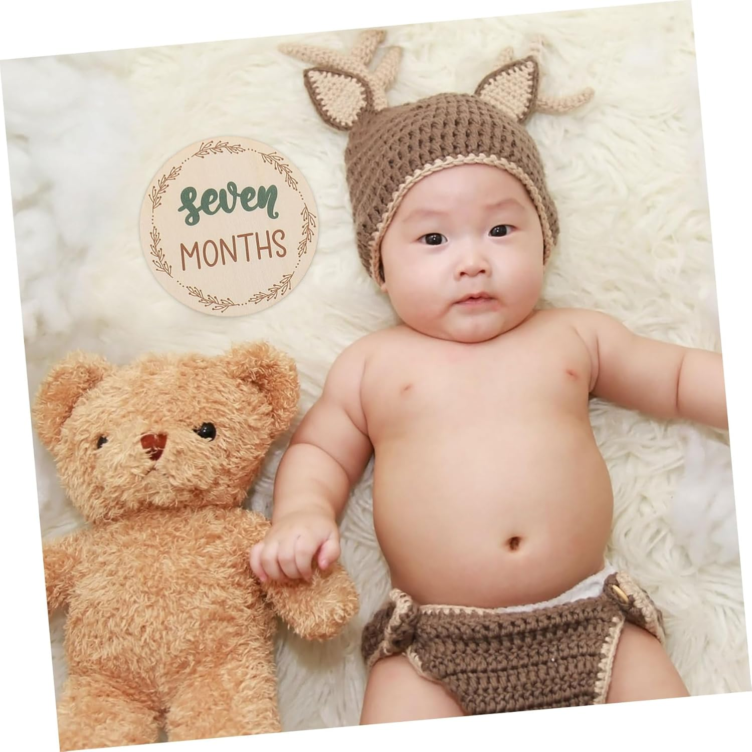 MUELODSIC Wooden Monthly Milestone Cards Photo Prop for Fine Craftsmanship Months Signs Decorative Wooden Discs image number 3