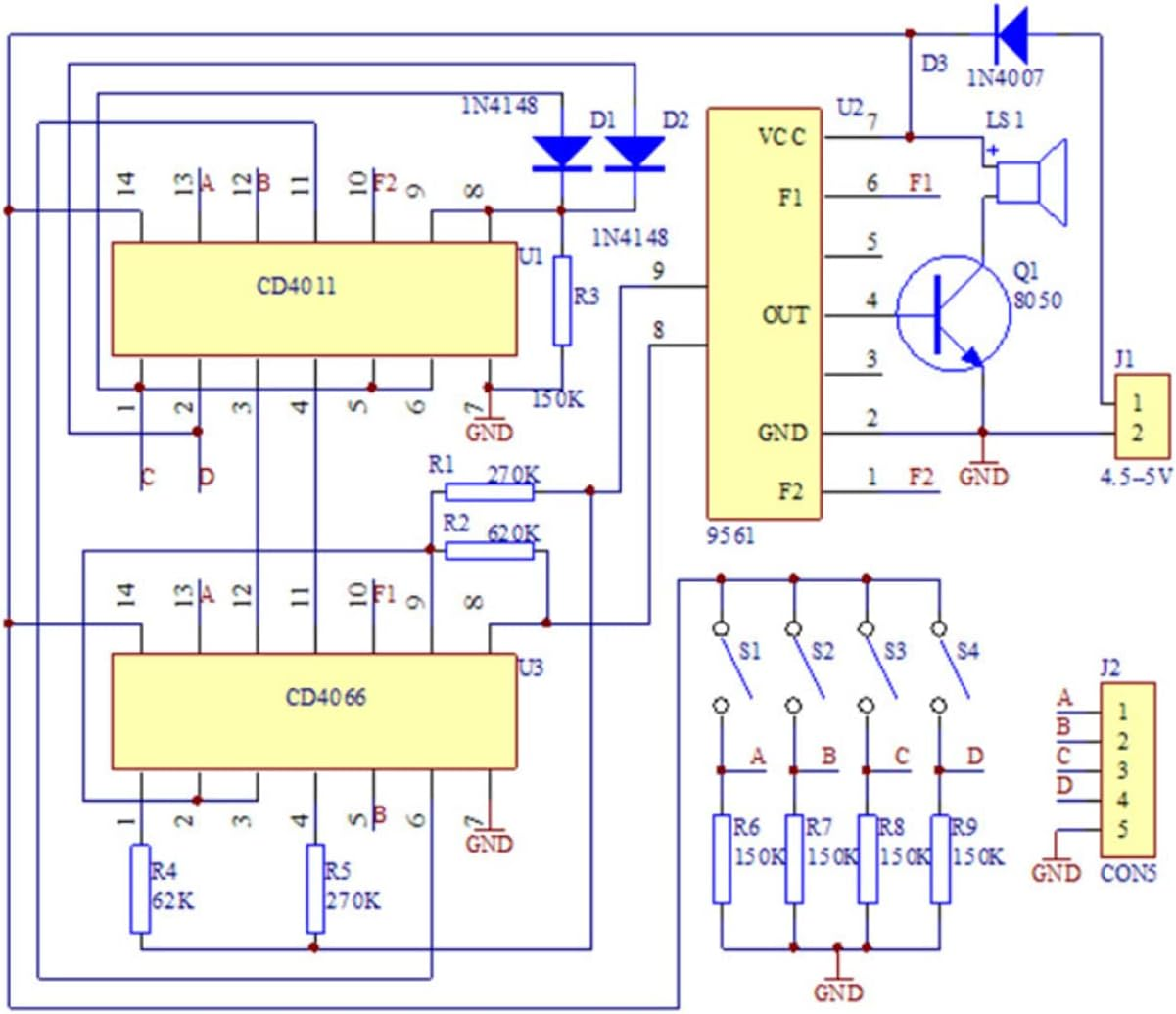 Emsea DIY Soldering Practice Electronic Music Kit Soldering Circuit Board Kit with Battery Box 16 Sound Module for Teaching and Learning 4.5~5V image number 6