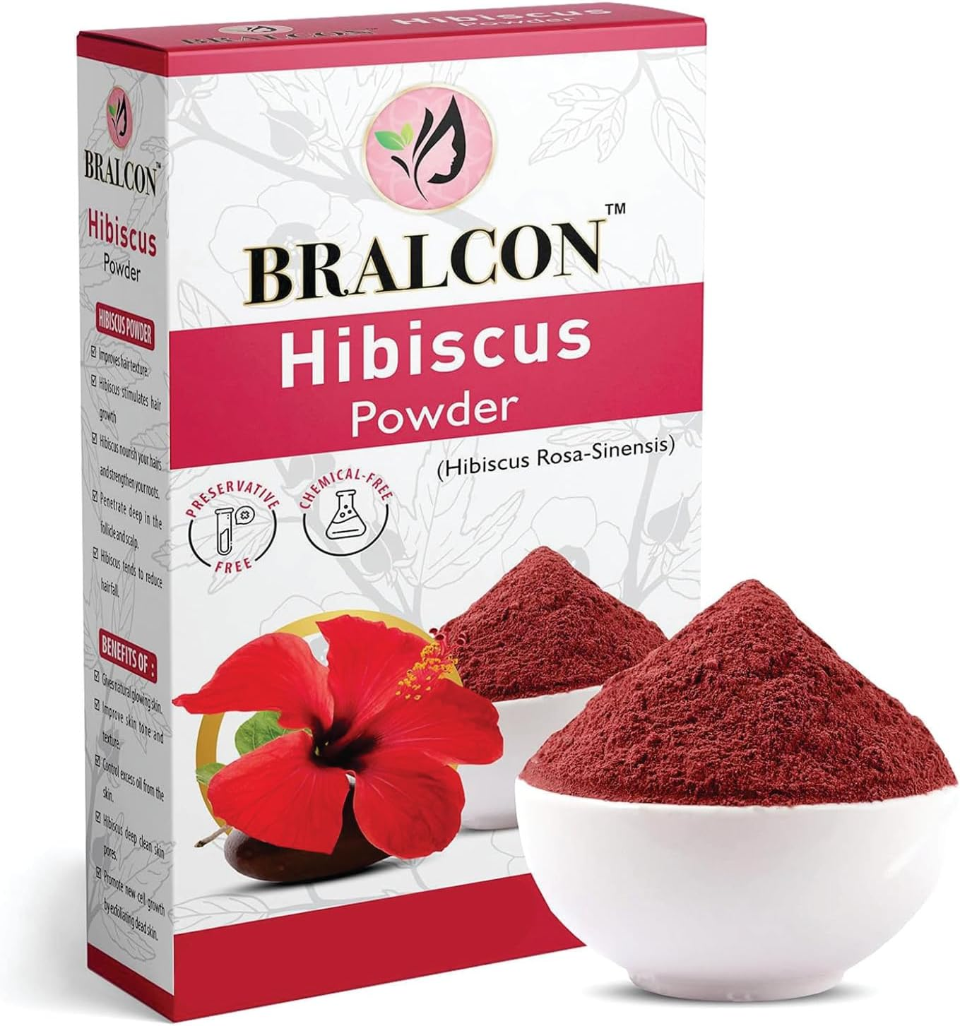 BRALCON Organic Neem, Amla, Hibiscus Flower Powder Combo-300G (100G X 3 Pack)|Neem Leaf Powder, Amla/Gooseberry Powder, Hibiscus Powder for Face, Skin Whitening| Hair Conditioning, Hair Growth image number 5