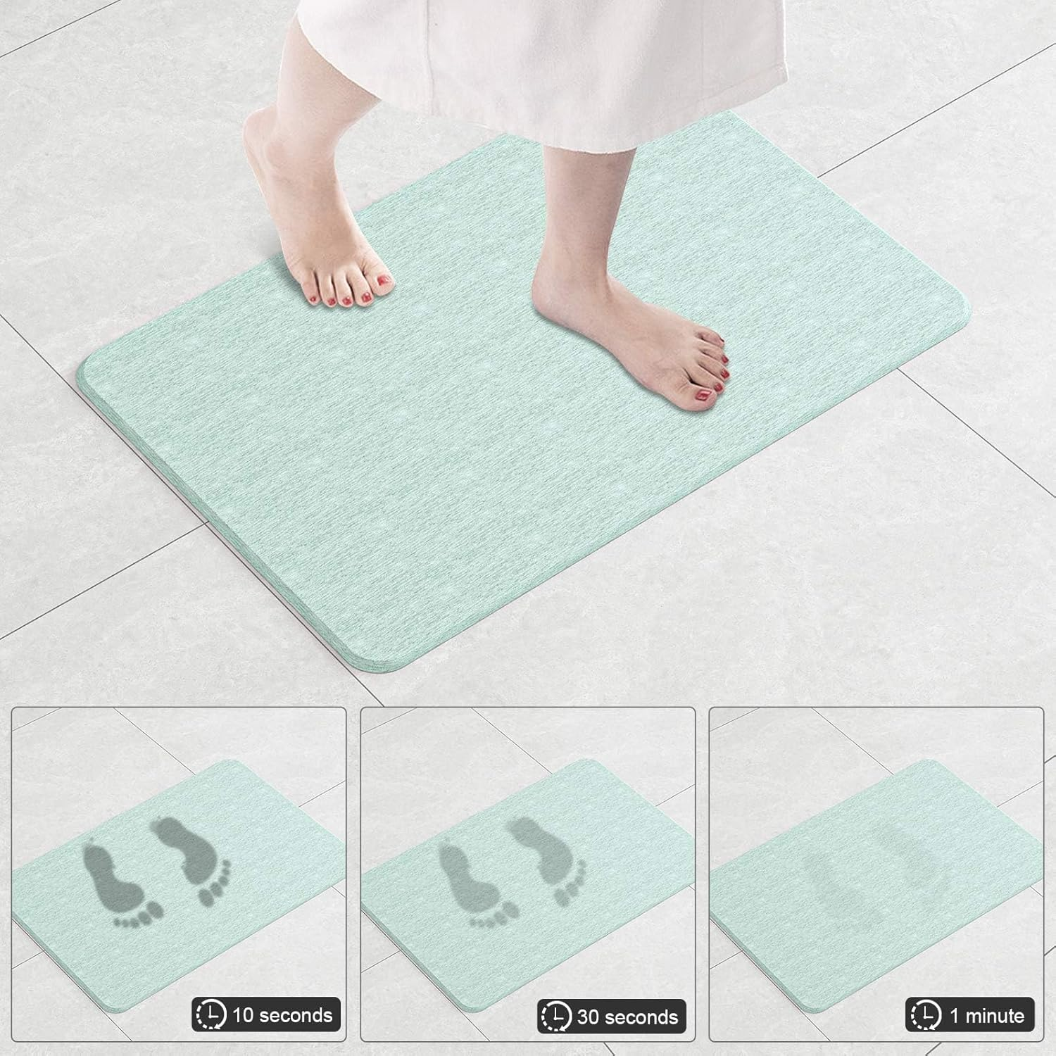 DAWNTREES Stone Bath Mat, Diatomaceous Earth Shower Mat, Non-Slip Super Absorbent Quick Drying Bathroom Floor Mat, Natural, Easy to Clean image number 5