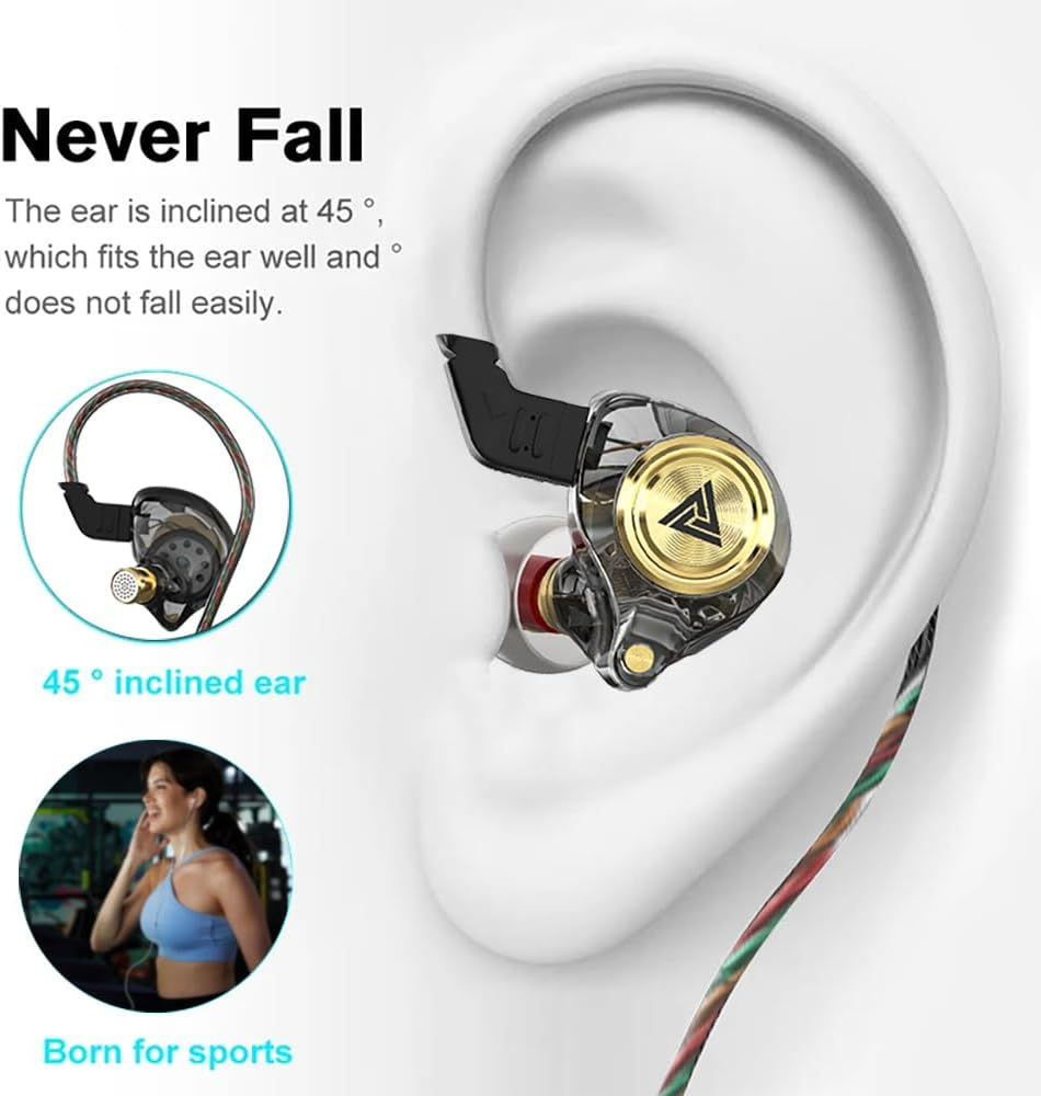 Wired Gaming Earbuds, Ak3File in Ear Monitors, Deep Bass Sound Wired Earbuds, Hifi in Ear Headphones with 1DD 10Mm Dynamic Driver, IEM for Music Gaming Video Calling (Black) image number 5