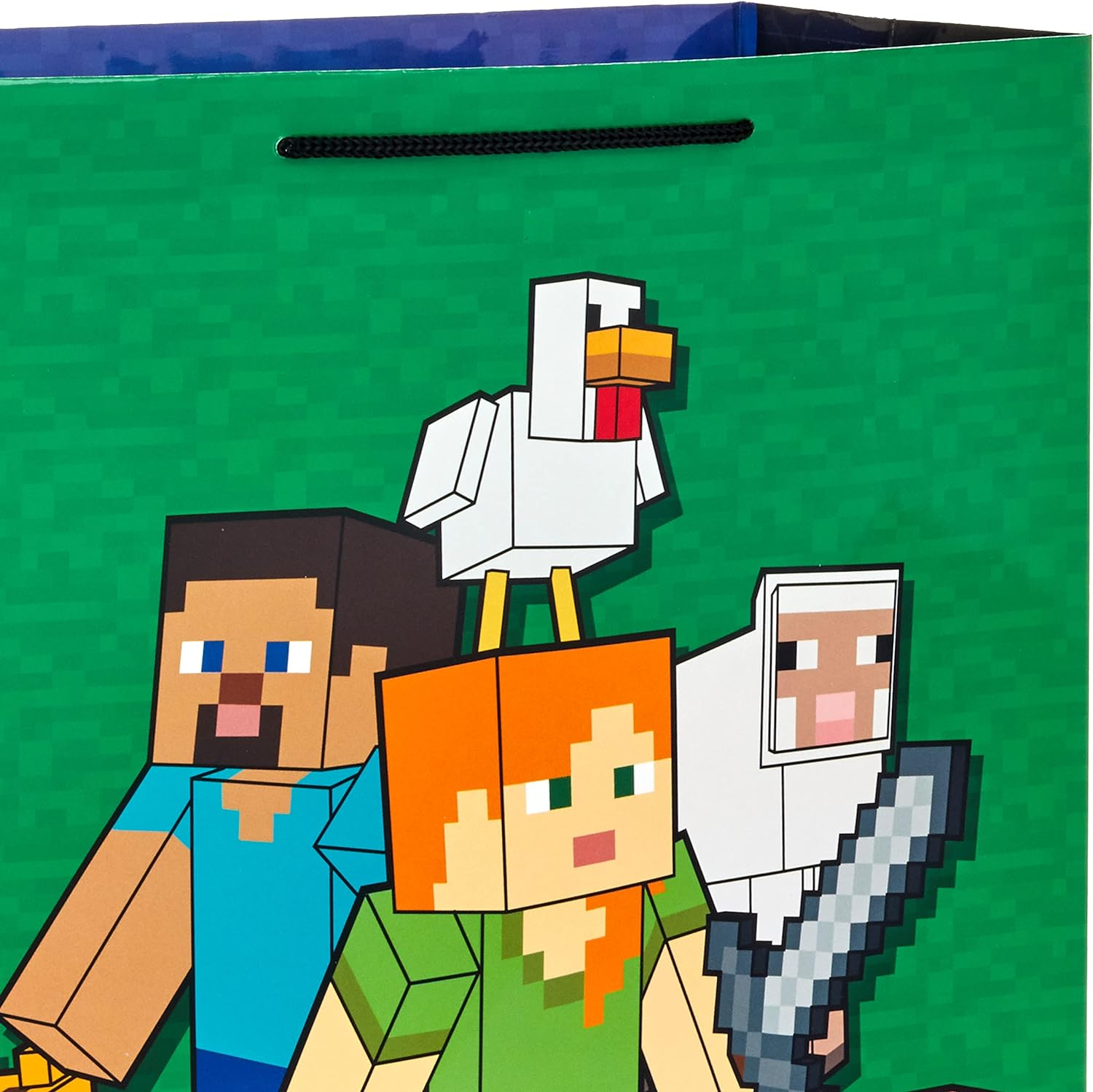 Hallmark Minecraft Gift Bag Bundle (2 Bags: 13" Large Blue Bag, 15" Extra Large Green) for Birthdays, Christmas, Valentine'S Day, Halloween, Kids Parties image number 5