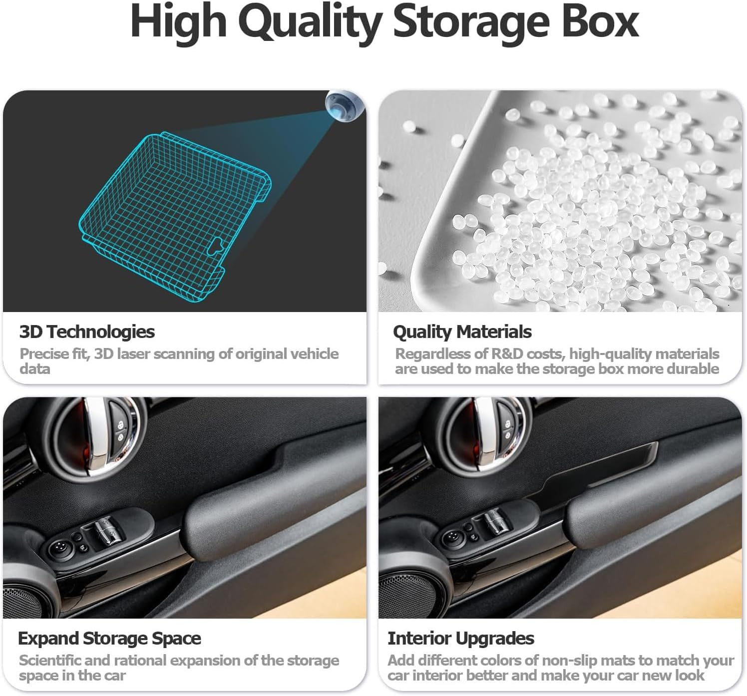 2PCS Front Door Side Storage Box Fit for 2015-2024 Mini Cooper Door Side Organizer Grab Tray for Mini Cooper Countryman Accessories image number 1