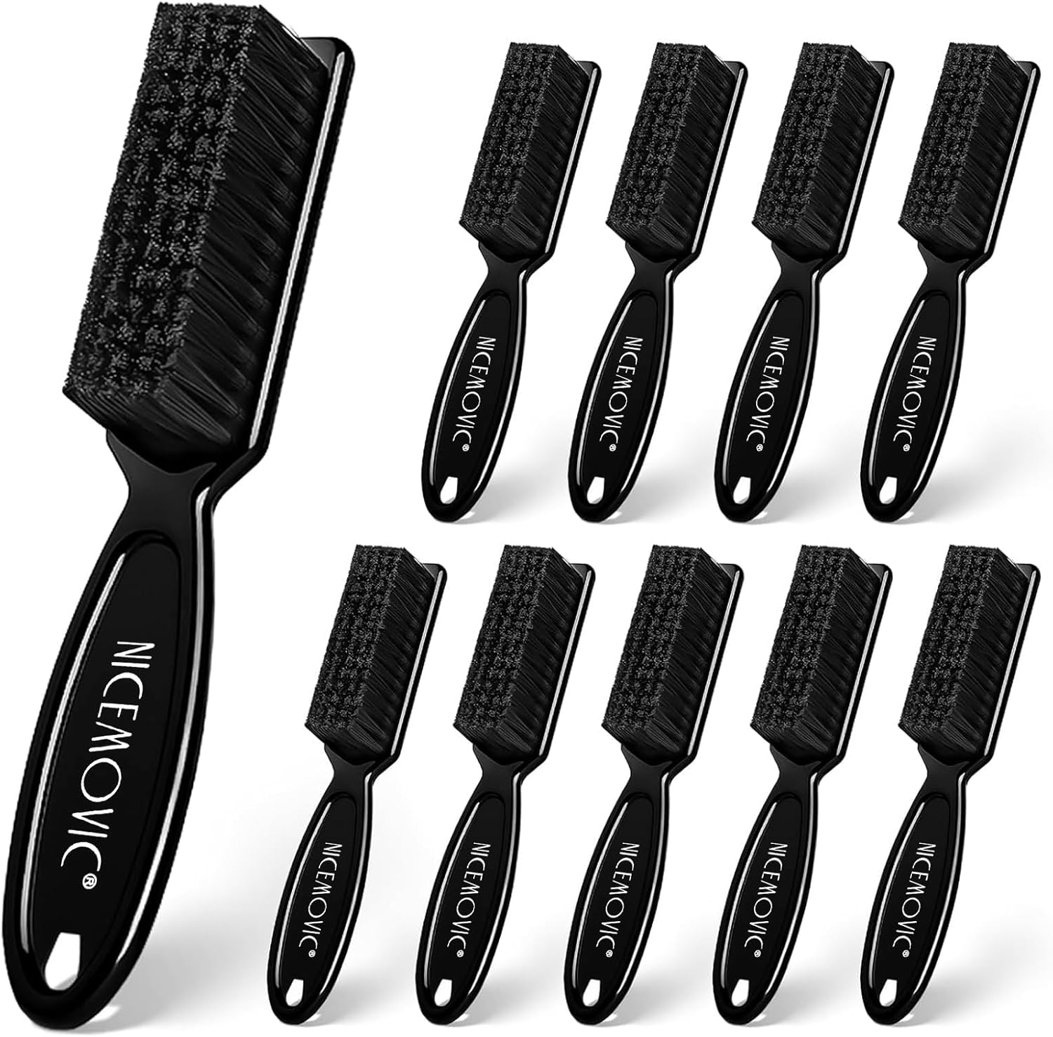 NICEMOVIC Barber Clipper Brushes, 10 Pcs Plastic Handle Nylon Bristles Cleaning Brush, Multifunctional Cleaning Supplies for Hair Styling Tools, Kitchen Sink, Shoes (Black)