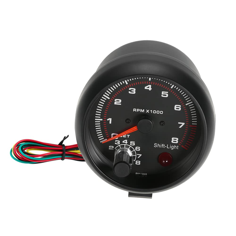 Nurdo Automobile Tachometer, 0-8000 RPM, Black White Light, 92Mm, 12V, ABS Material image number 6