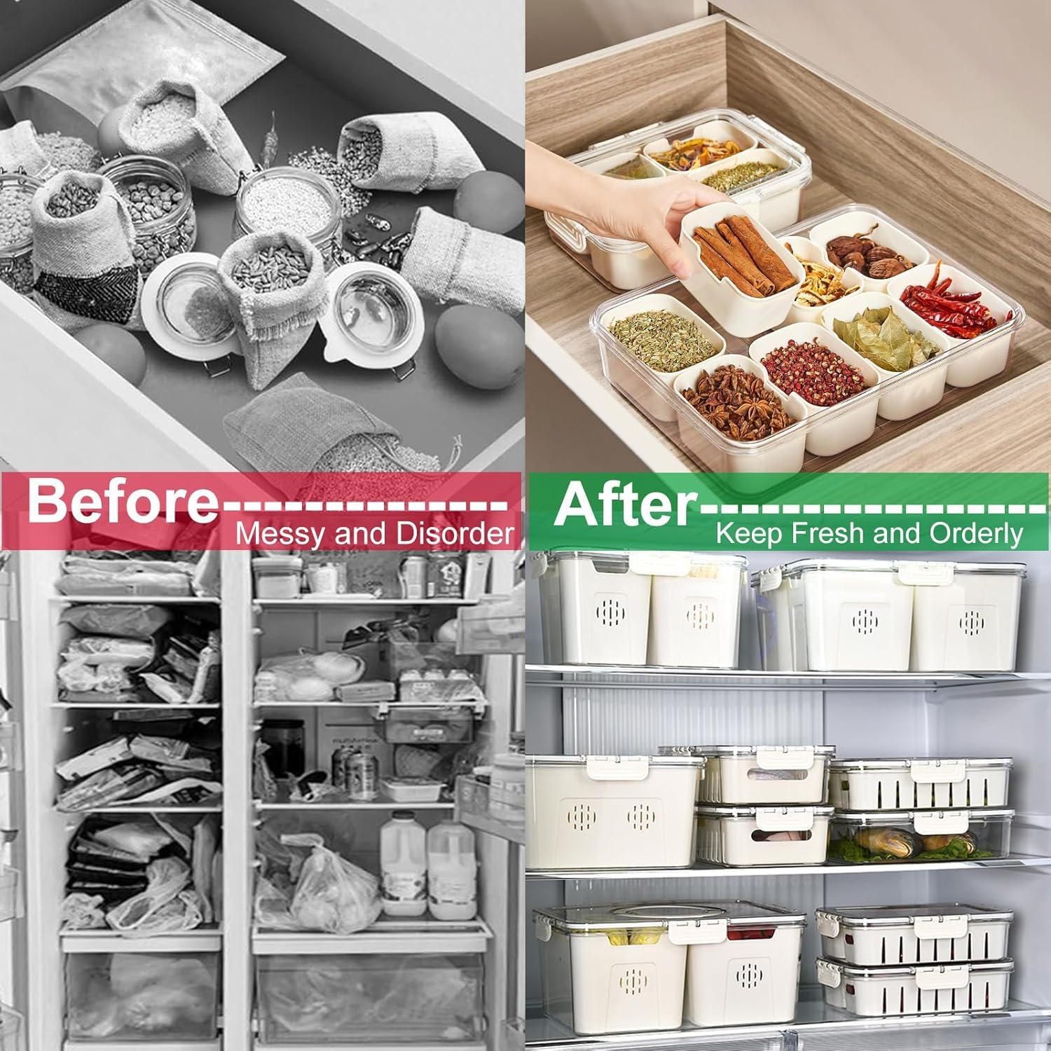 2 Pack Divided Serving Tray with Lid and Handle, Food Storage Box with 12 Plastic Compartment Platters, Portable Snack Platters Clear Organize, Candy Fruits Veggie Snacks Party Picnic image number 5