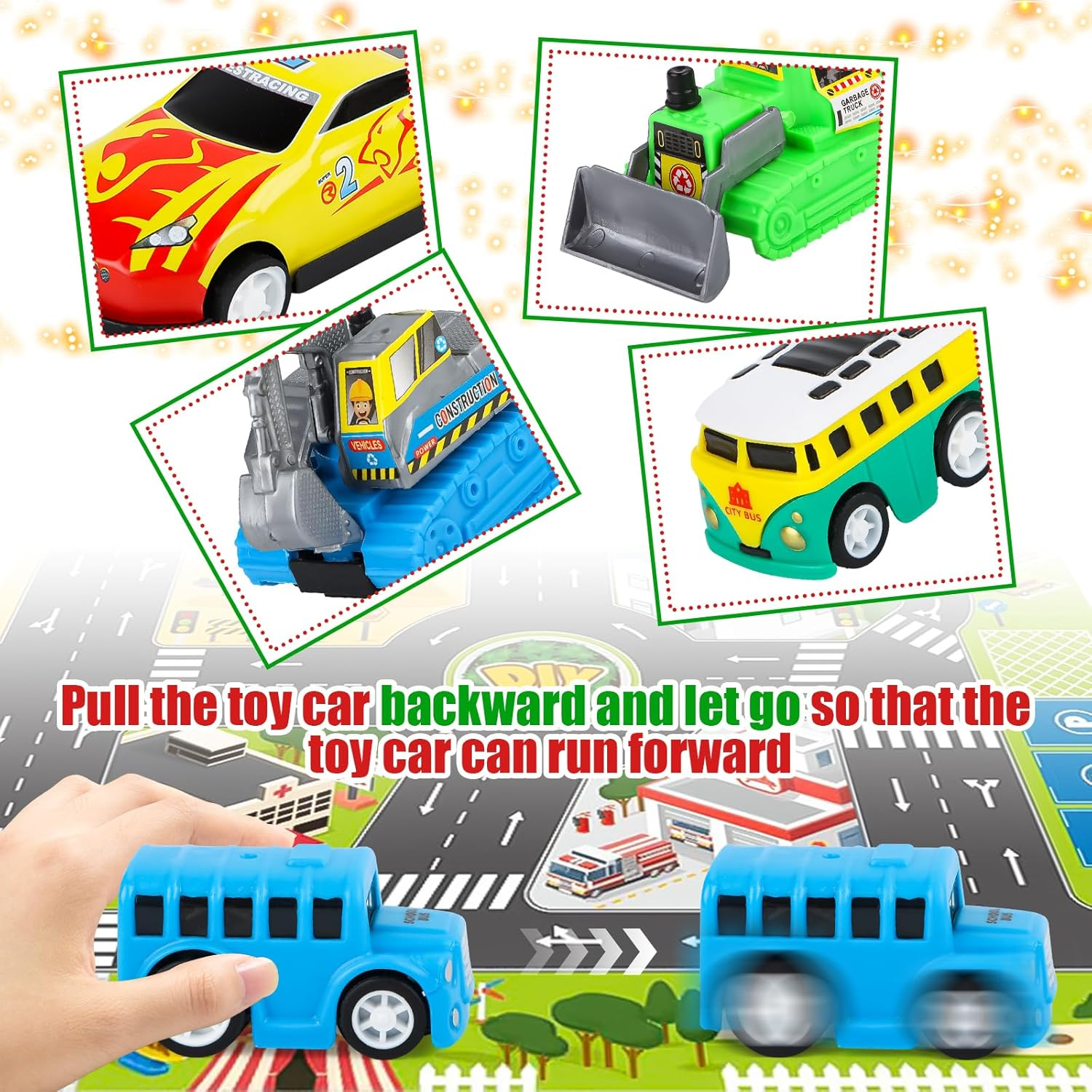 Advent Calendar Children 2024 Cars Toy Advent Calendar from 3 Years Boy, Christmas 24 Days Countdown Calendar Car Toy with Map image number 4