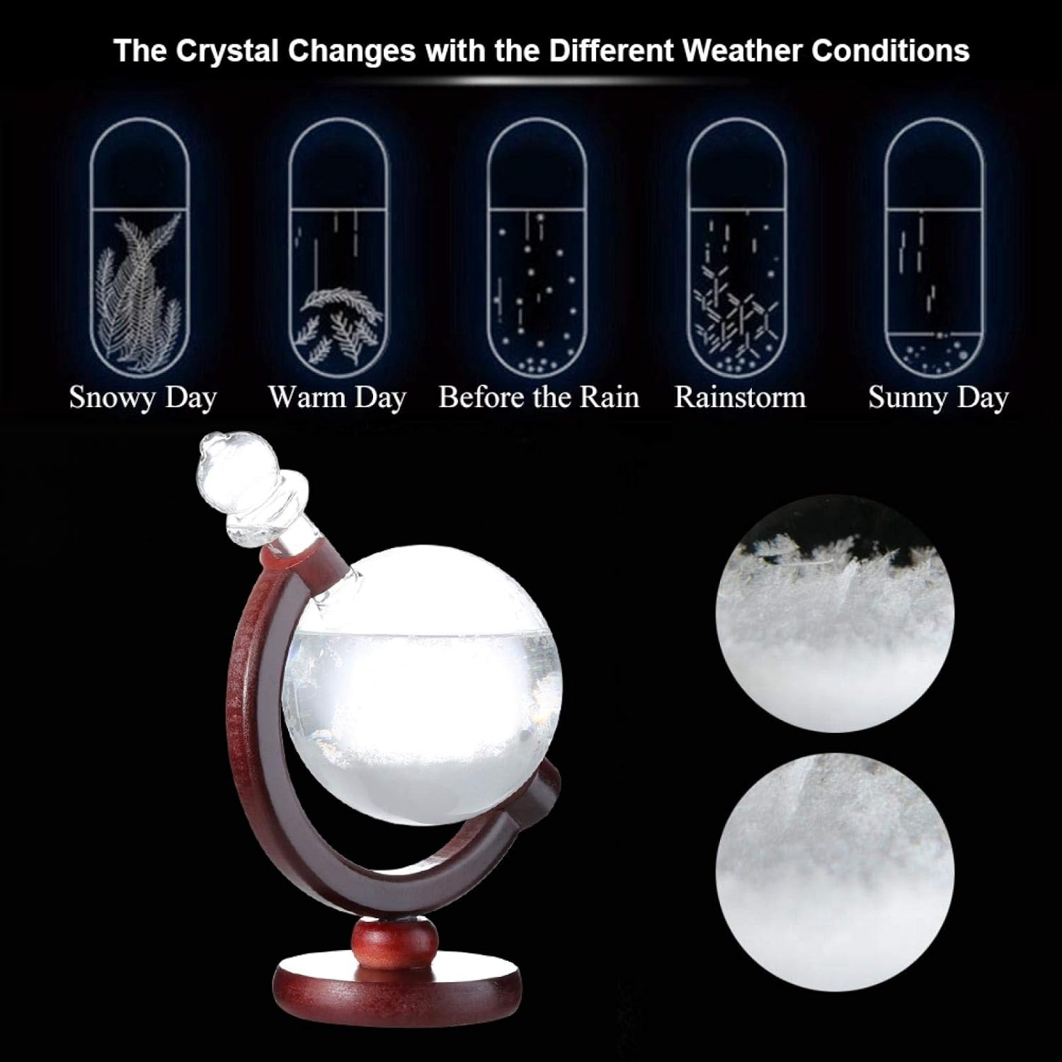 Weather Glass, Practical Weather Predicting Storm Glass Home Weather Station, Storm Glass Weather Station for Home for Office(Mahogany) image number 2