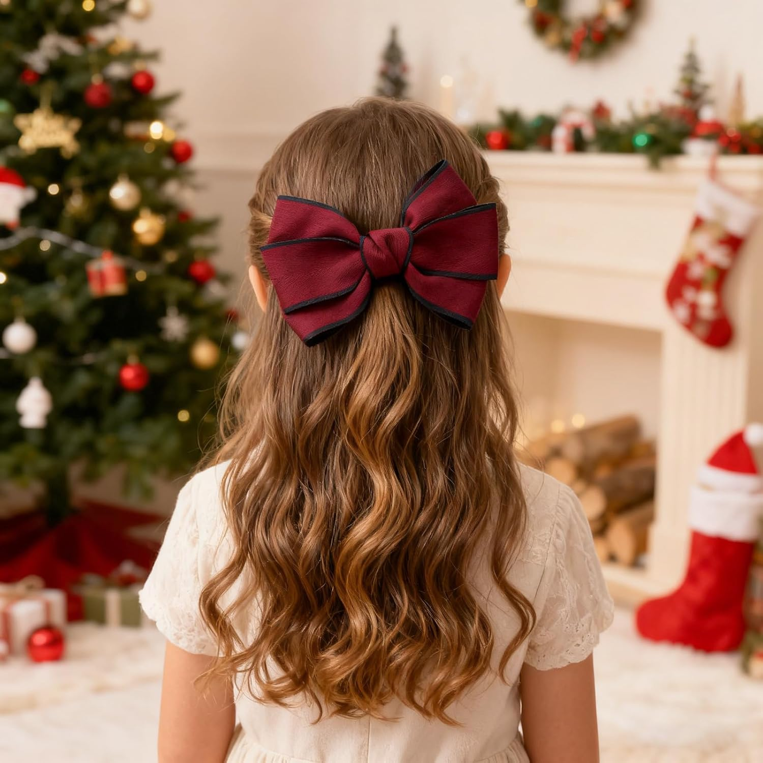 Red Hair Bows for Women Bow Hair Clips Silky Satin Bow Clips Cute Hair Bow Clips French Hair Band Bow Prom Bows Hair Wedding Barrette Party Bowknot Hair Accessories