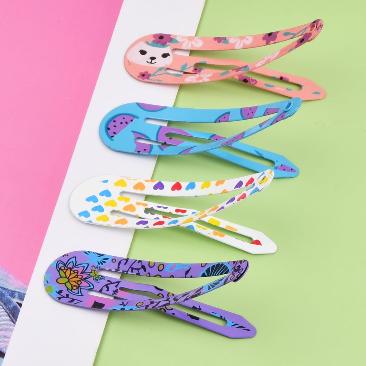 Girls Hair Clips, 40 Pcs Colorful Small Hair Barrettes, Multiple Style Printed Hair Clips, Cute Candy Color Barrettes, 2 Inch Cartoon Little Hairpin for Toddlers Kids Girls