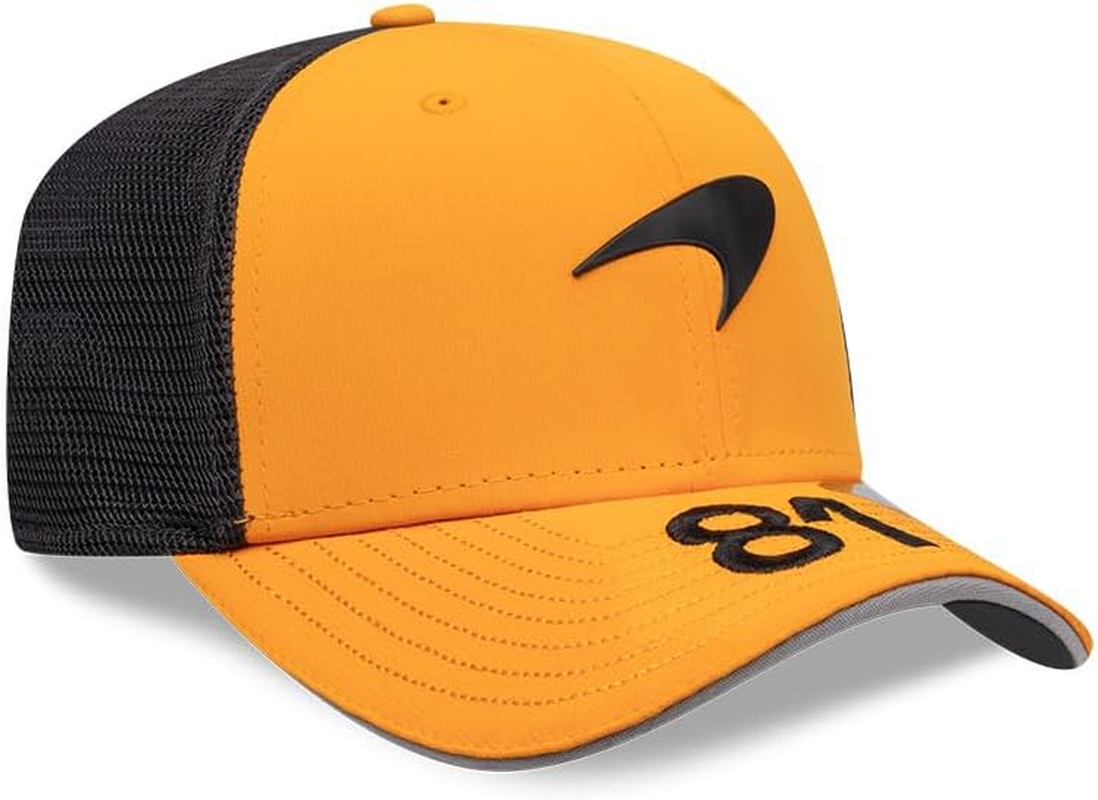 New Era Mclaren F1 9SEVENTY Baseball Cap, Oscar Piastri Driver Edition, Orange and Grey Mesh Trucker Hat, Orange and Grey, One Size image number 3