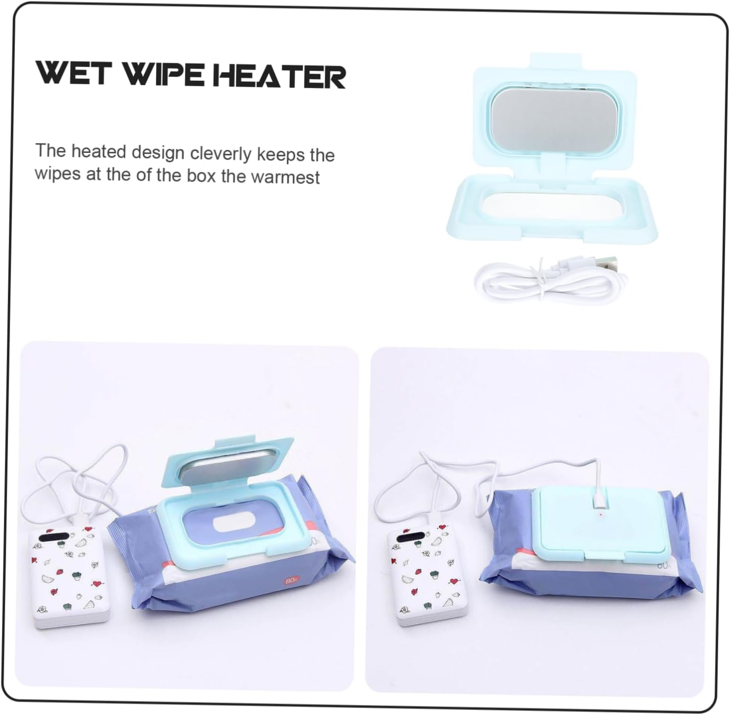 Portable Baby Wet Tissue Warmer USB Powered Wet Wipes Heater for Travel and Home Use Temperature Control Pink image number 1