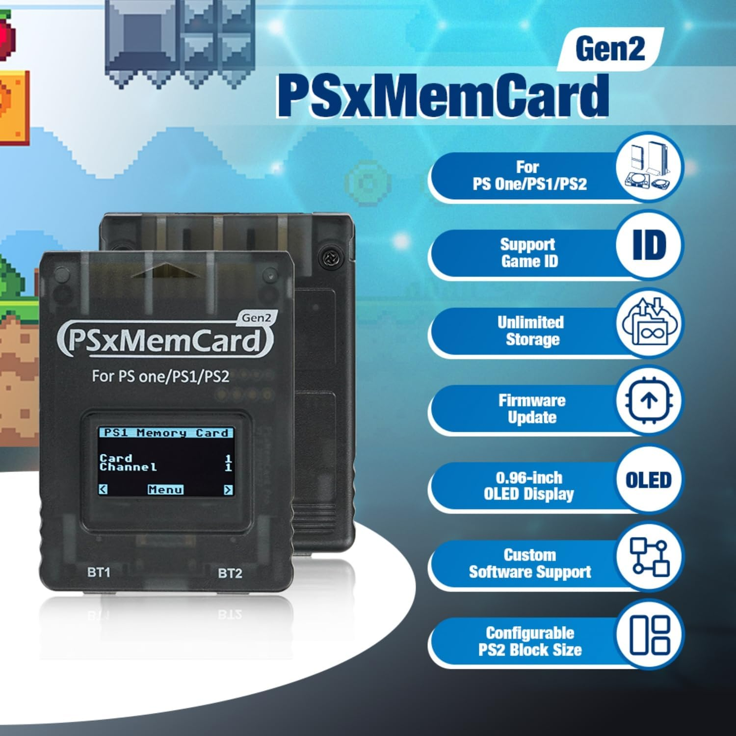 BITFUNX Psxmemcard Gen2 Memory Card - Supports Firmware Upgrade, Unlimited Storage and Sd2Psxtd, Includes a 8GB Microsd Card, High Speed Game Memory Card for PS2/PS1/PS One Console image number 6
