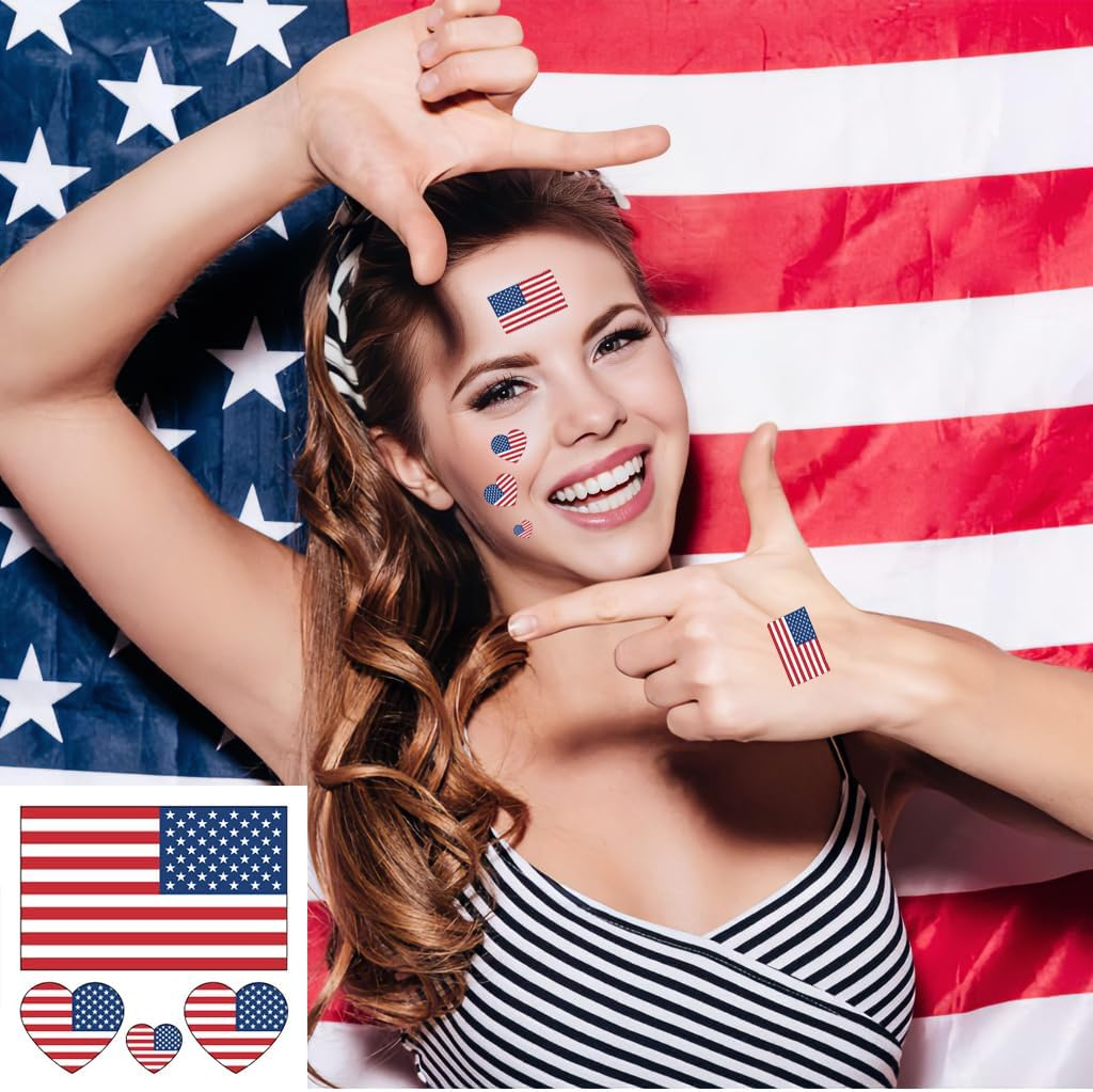 American Flag Tattoos,10 Sheets the USA America Flag Copa America|Sports Memorial Day, Labor Day Tattoos,40 Pcs Waterproof Sweat Sports National Flag Tattoos for Men Kids Women(America)