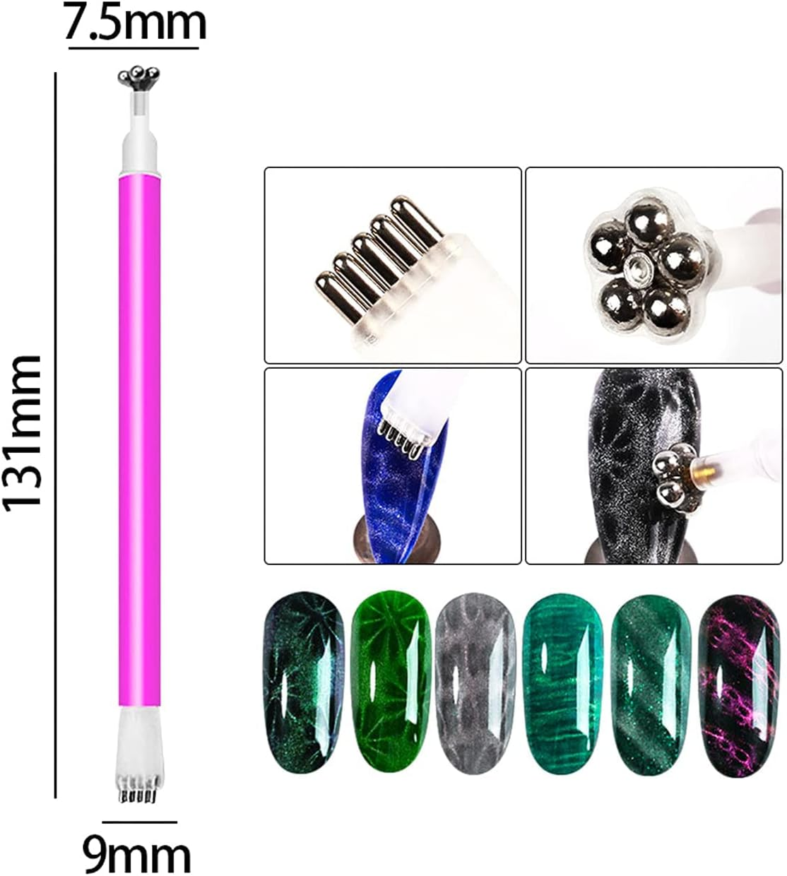 16 Pcs Nail Magnet Tool Set Magnet Plate Wand Board Magnetic Pen Stripe Nail Magnet Double Ended Magnet Wand Magnet Stick for Cat Eye Gel Polish Nail Art