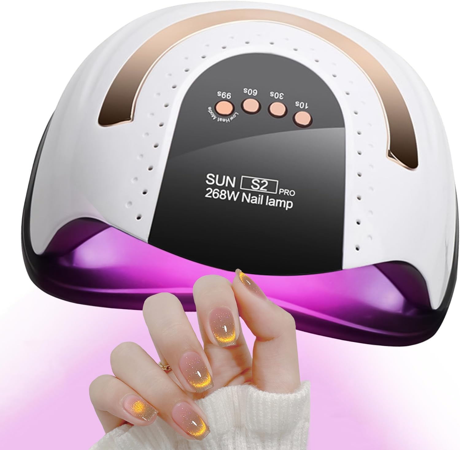 Profesional Nail Lamp 268W, 57Pcs Lamp Beads, Infrared Sensor, 4 Timer Settings, for Nail Salons and Homes image number 4