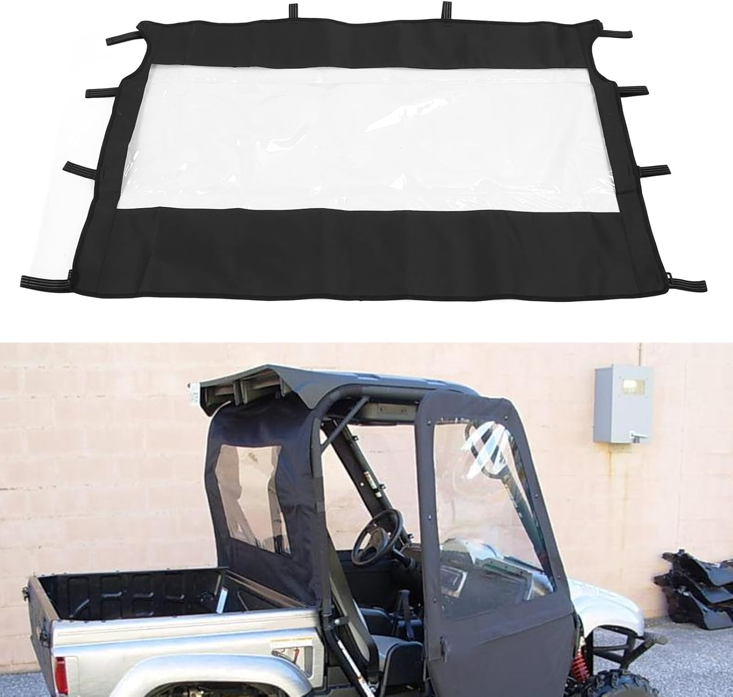 UTV Soft Rear Windshield Dust Panel, PVC Back Window Keep Wind Cover, All Weather Rear Windscreen Replacement for Rhino 450 660 700 Accessories image number 3