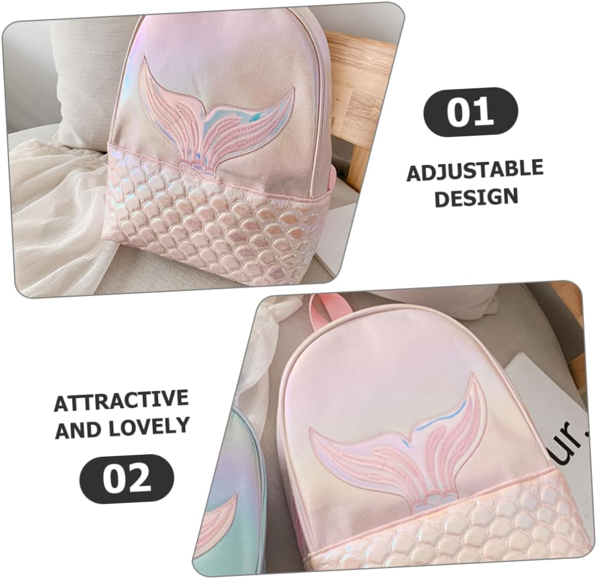 DEARMAMY Mermaid Boys and Girls Backpack for School and Travel Cute Cartoon Design for Preschool and Elementary Girls image number 6