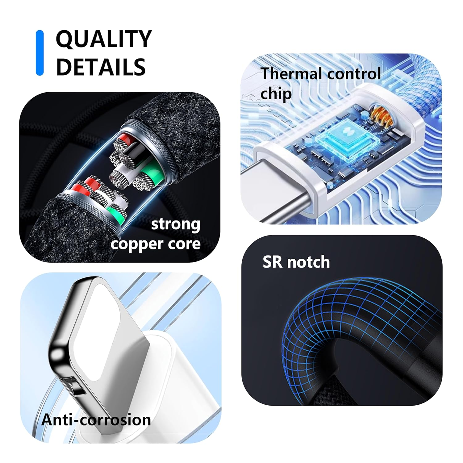 MTF' Lightning Compatible, 2 Pack USB C to Lightning + USB a to Lightning, 1M, Nylon Braided, Black & Blue Colors, 480 Gbps, Compatible with Apple Iphone Pro Ipad Macbook Pro image number 1