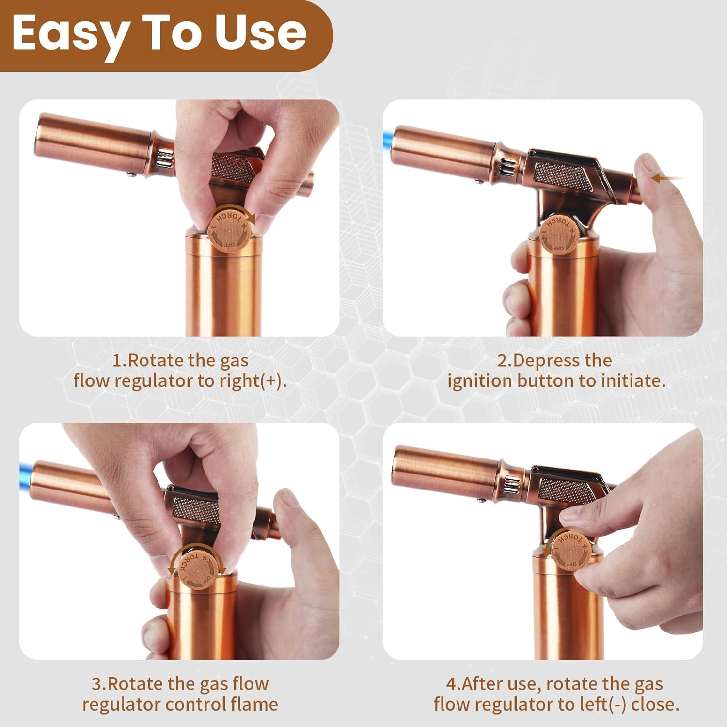 Sondiko Butane Torch, Premium Metal Big Flame Torch, Refillable Blow Torch Lighter with Adjustable & Wind Resistance Flame for Soldering, Cooking, Bbq(Butane Gas Not Included) image number 3