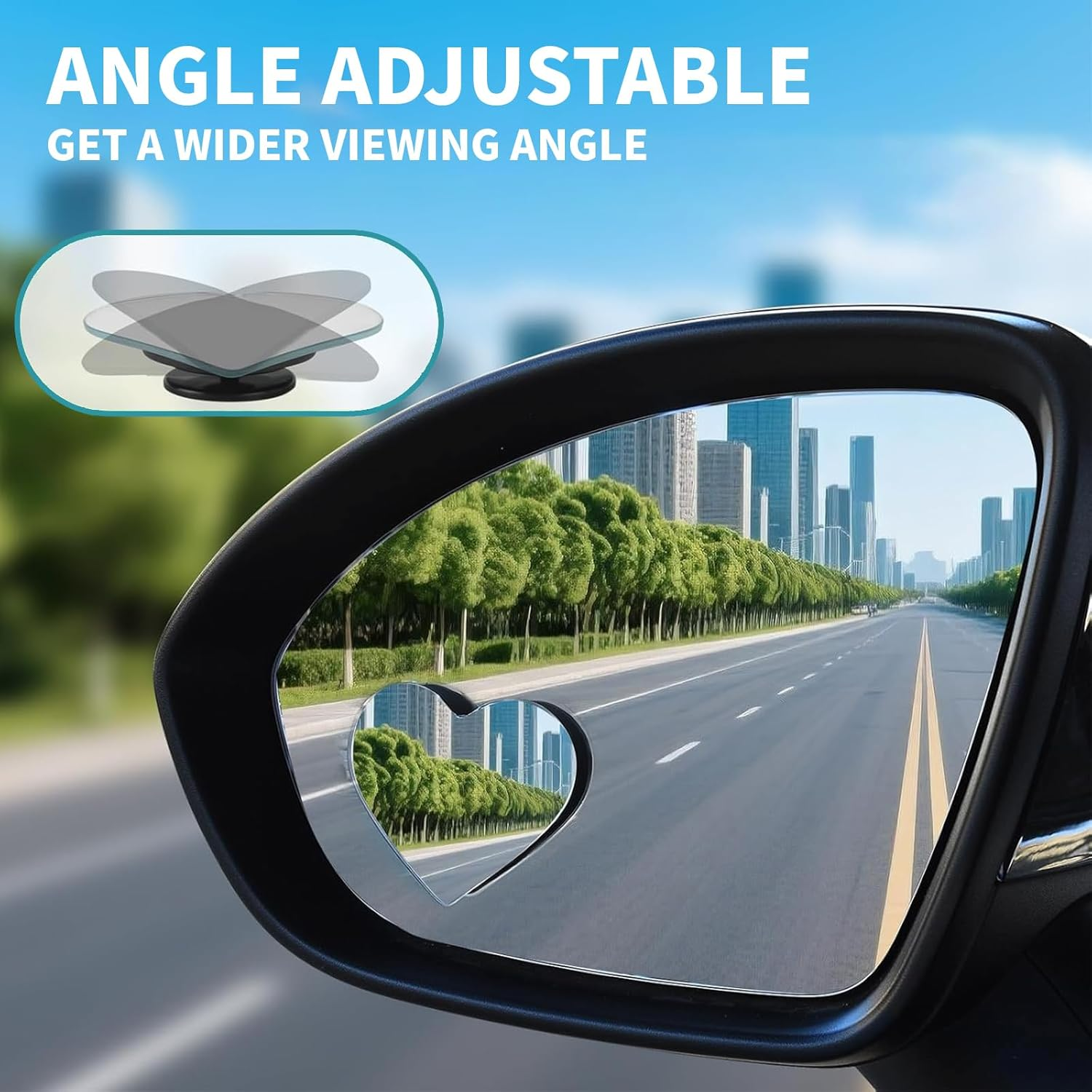 2PCS Heart Shaped Blind Spot Mirrors 360&deg; Adjustable Wide Angle Rear View Accessories for Cars and SUV Cute Car Accessories for Women Easy Stick on Installation