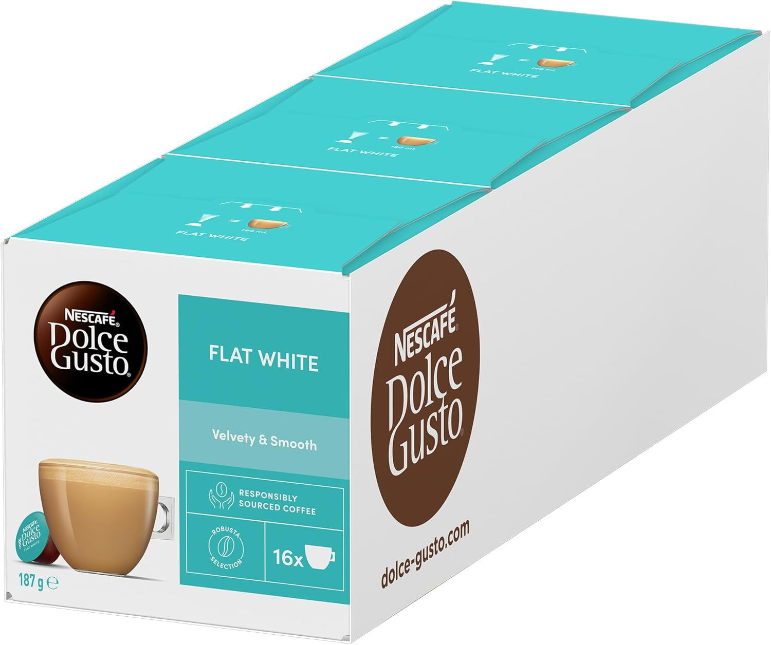 Nescafe Dolce Gusto Flat White Coffee Capsules Box of 16 Servings (Pack of 3) image number 2