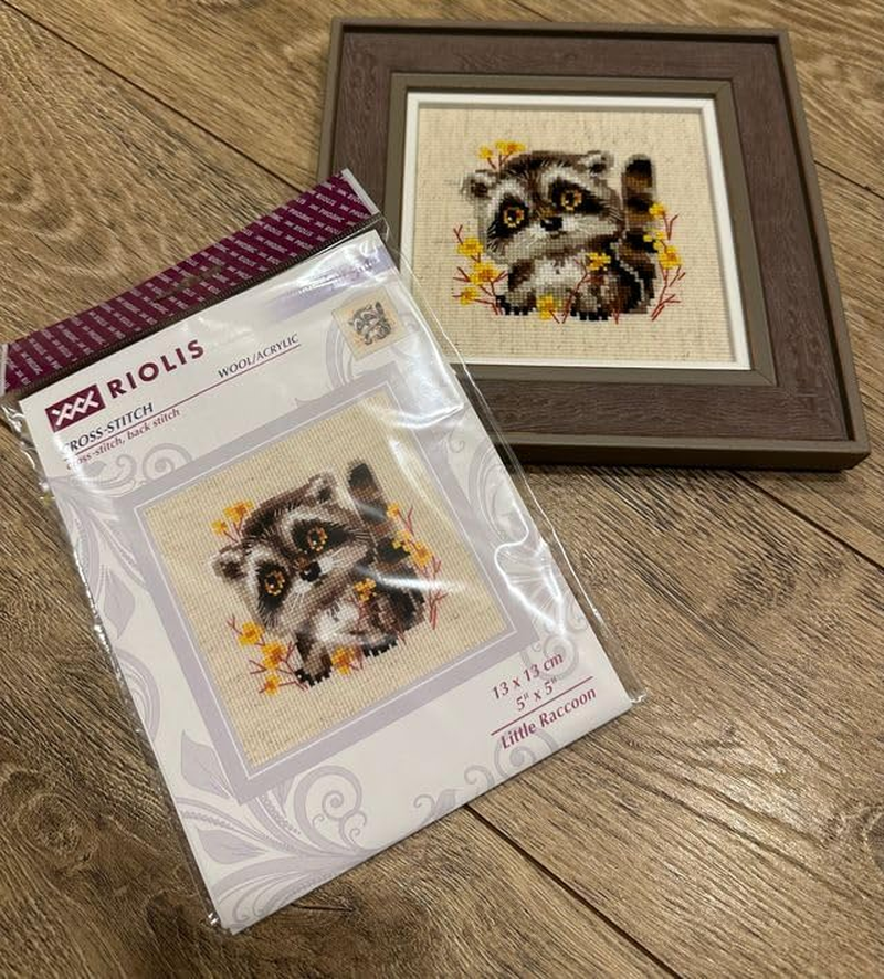 RIOLIS - Little Raccoon 1754, Cross Stitch Kits 5,12" X5,12, Cross Stitch Kits for Beginners & Advanced, Crossstitching Kits Adult, Counted Stitching Kits, Embroidery Kit image number 5