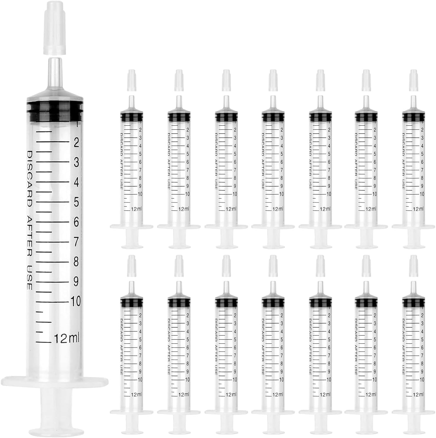 12Ml Bulk Plastic Syringe, without Needle, Liquid Measuring Syringe Tools with Measurement for Scientific Labs, Liquid Measuring, Industrial, Home Care (Individually Sealed-10Pcs) image number 3