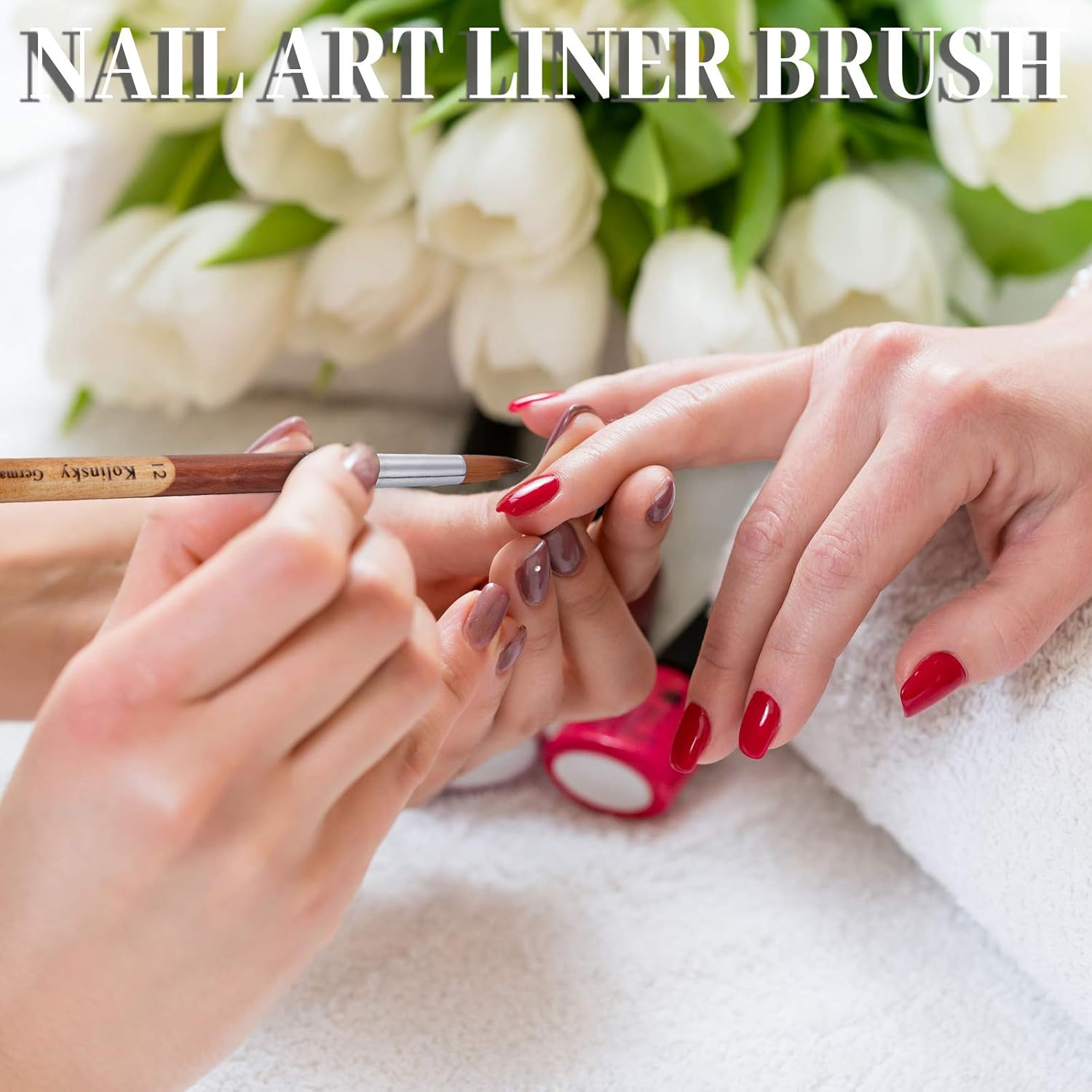 3 Pieces Kolinsky Acrylic Nail Brush Sable Nail Art Liner Brush Soft Nail Brushes for Acrylic Nails with Wooden Handles for Acrylic Application Liquid Styling Nail Art Manicure, Size 8, 10, 12 image number 2