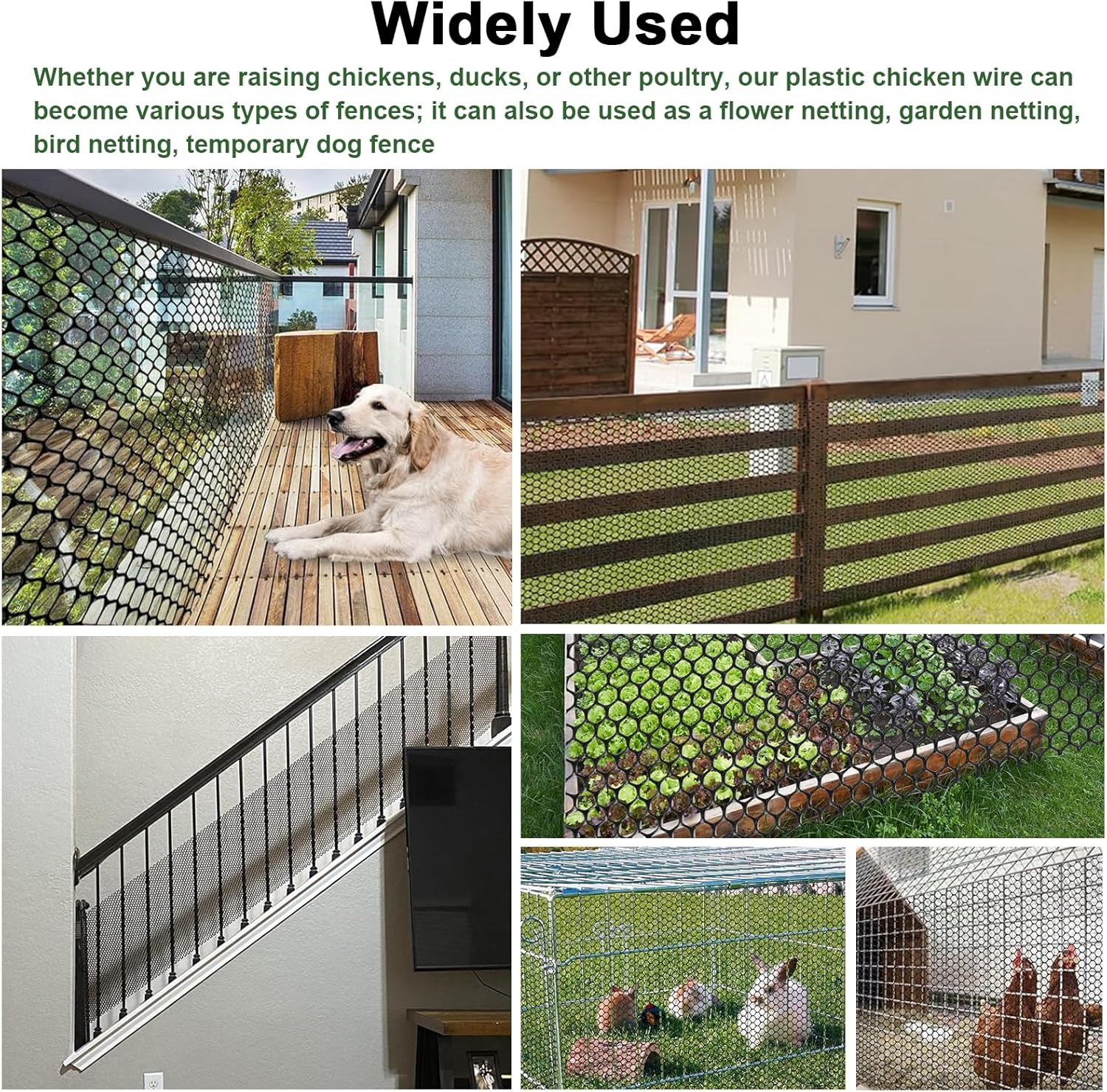 YQQZQ 40 X 300CM Plastic Wire Mesh Fence Roll - Ideal for Poultry, Dogs, Rabbit, Snake Barrier & Gardening - Durable Plastic Chicken Wire Mesh (Black)