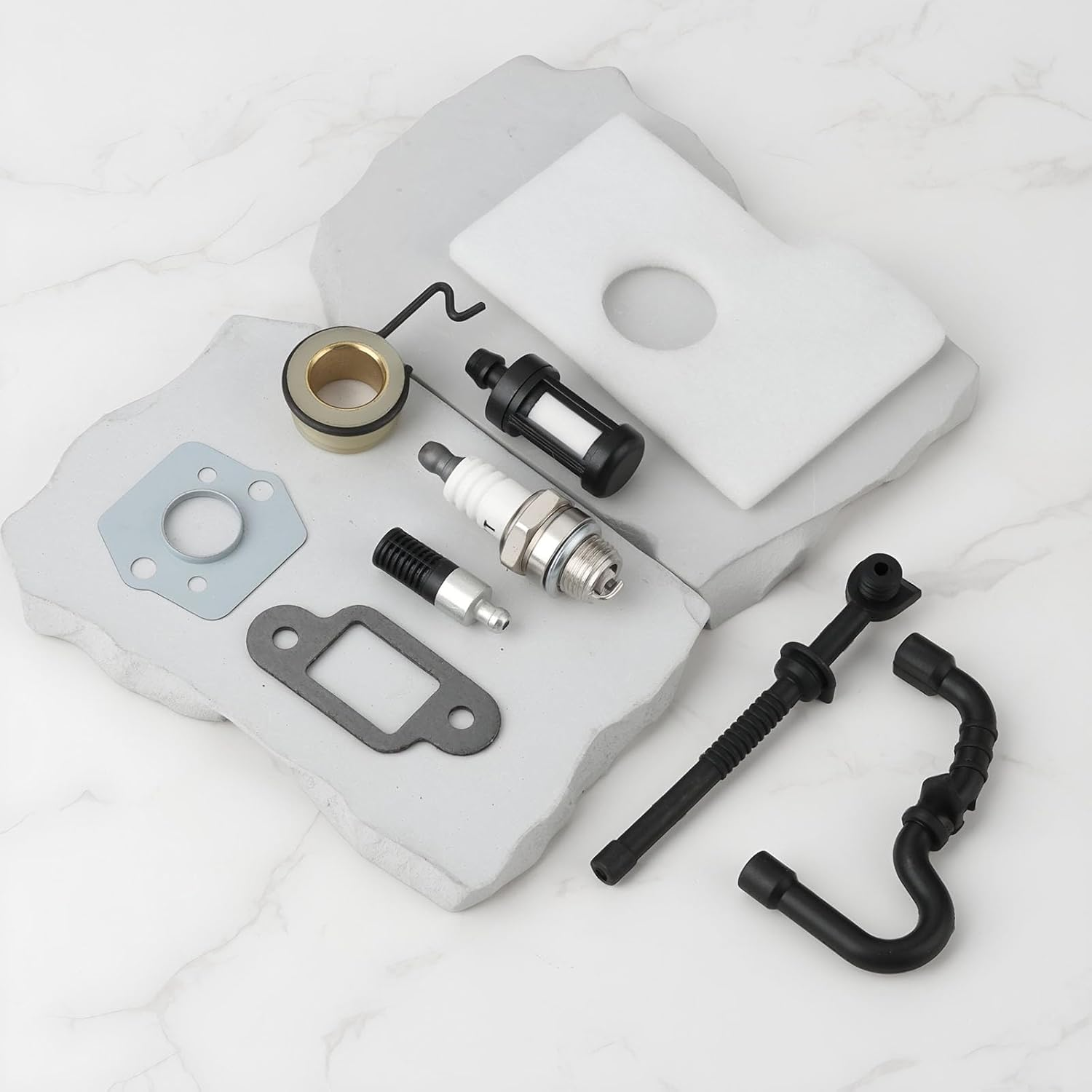 Chainsaw Service Kit Spark Plug Filters Pipes Gaskets Worm Gear Compatible with Stihl 017 018 MS170 MS180 image number 3