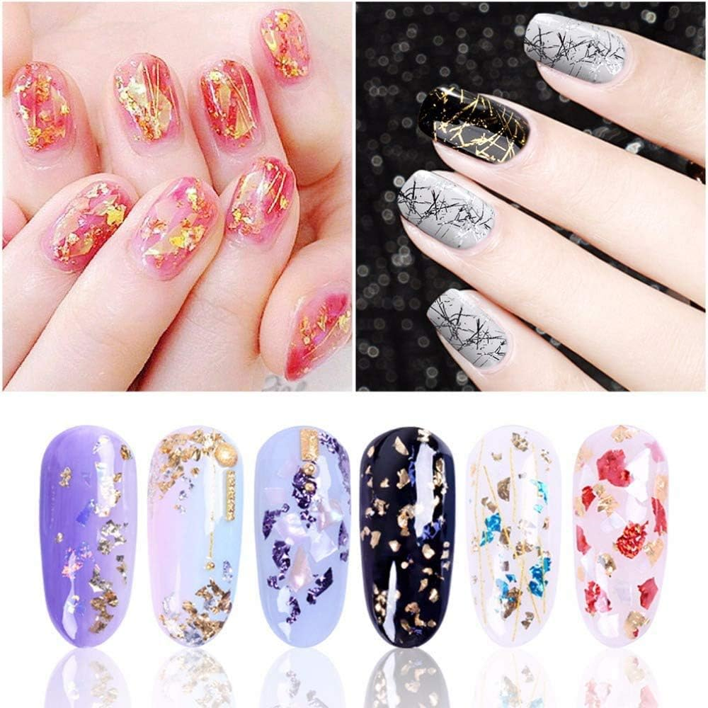 24 Packs Foil Nail Paillette Chip Nails Art Decorations 3D Art Applique Decoration Kit