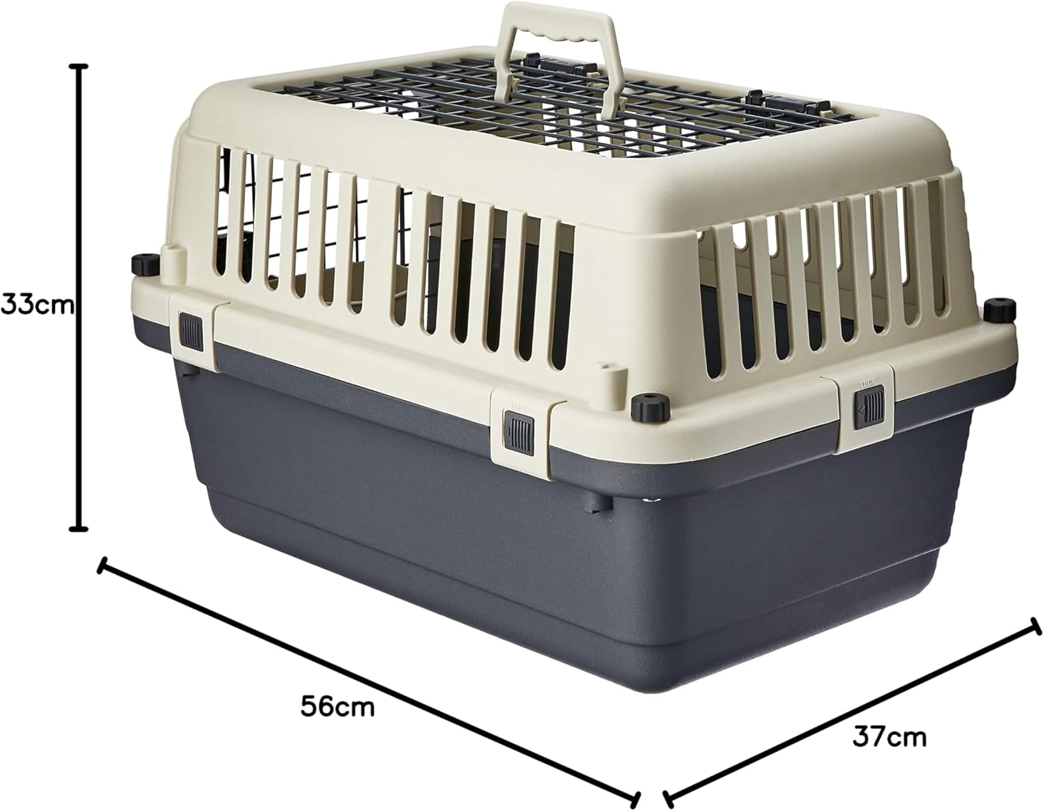 Playmate Small Dog Breed Open Top Air Traveler Pet Carrier, White & Grey, 56 X 37 X 37Cm, Safe Travel, Airplane & Car Compatible image number 3