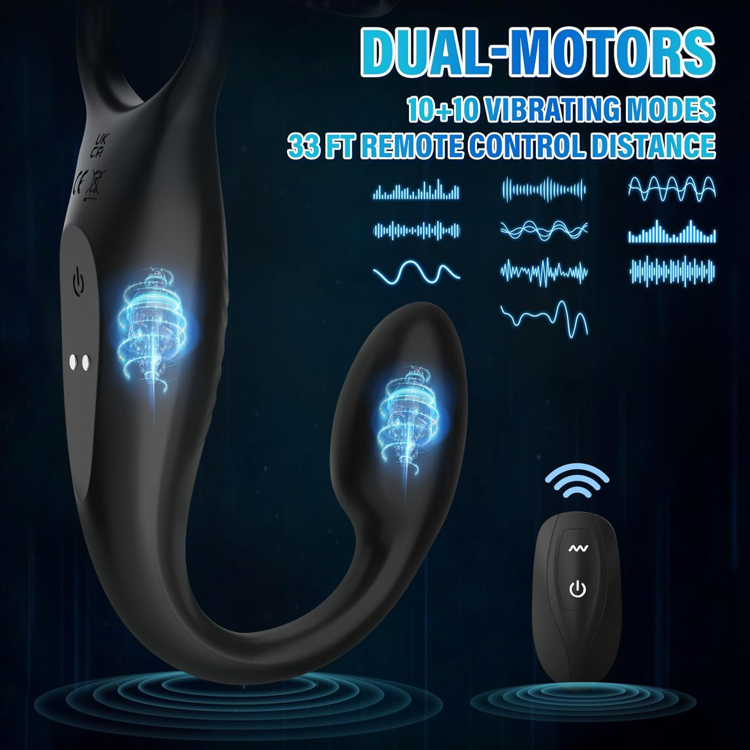 Vibrating Cock Rings Anal Vibrator - Mens Anal Sex Toy Prostate Massager Vibrator with 10 Modes, Remote Control Vibrating Butt Plug Penis Scrotum Stimulator, Male Vibrator Couple Anus Anal Toy image number 1