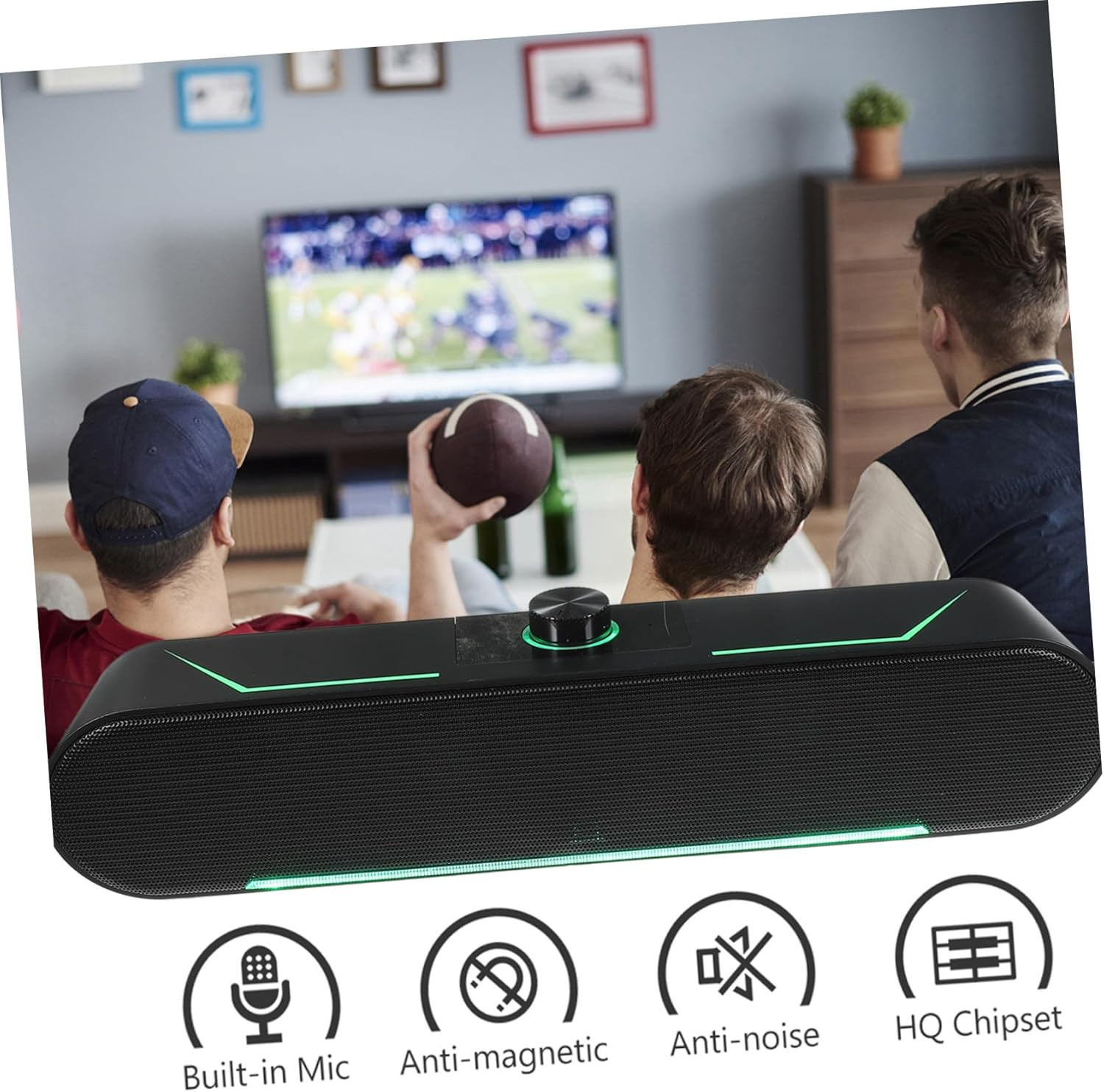 Homoyoyo Hifi Stereo Soundbar with LED Lighting Wired Desktop Speaker for Gaming Tablets and Computers Dual Speakers Delivering Rich Bass and Treble Stable Connection for Movies Music And image number 5