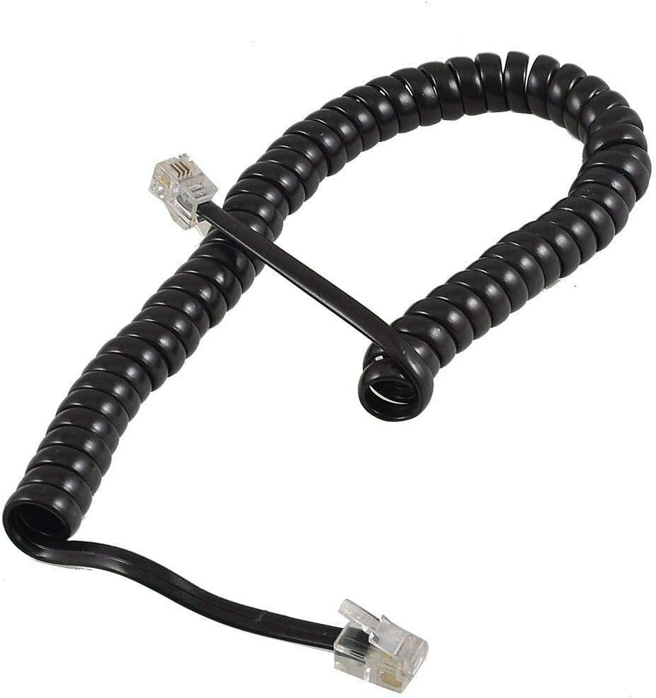 BE-TOOL 1 X Black RJ10 RJ9 4P4C Telephone Handset Headphone Cable Coiled Cord 2M/3M/5M image number 1