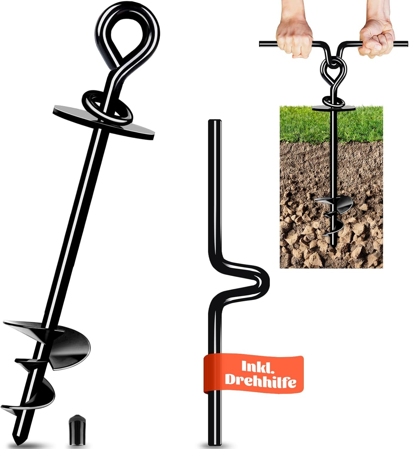 Ground Anchor Dog, Ground Anchor for Screwing in for Small, Medium, Large Dogs up to 220 Lbs, Spiral Blade Anchor Stake for Yard, Lawn and Beach (Rounded) image number 5