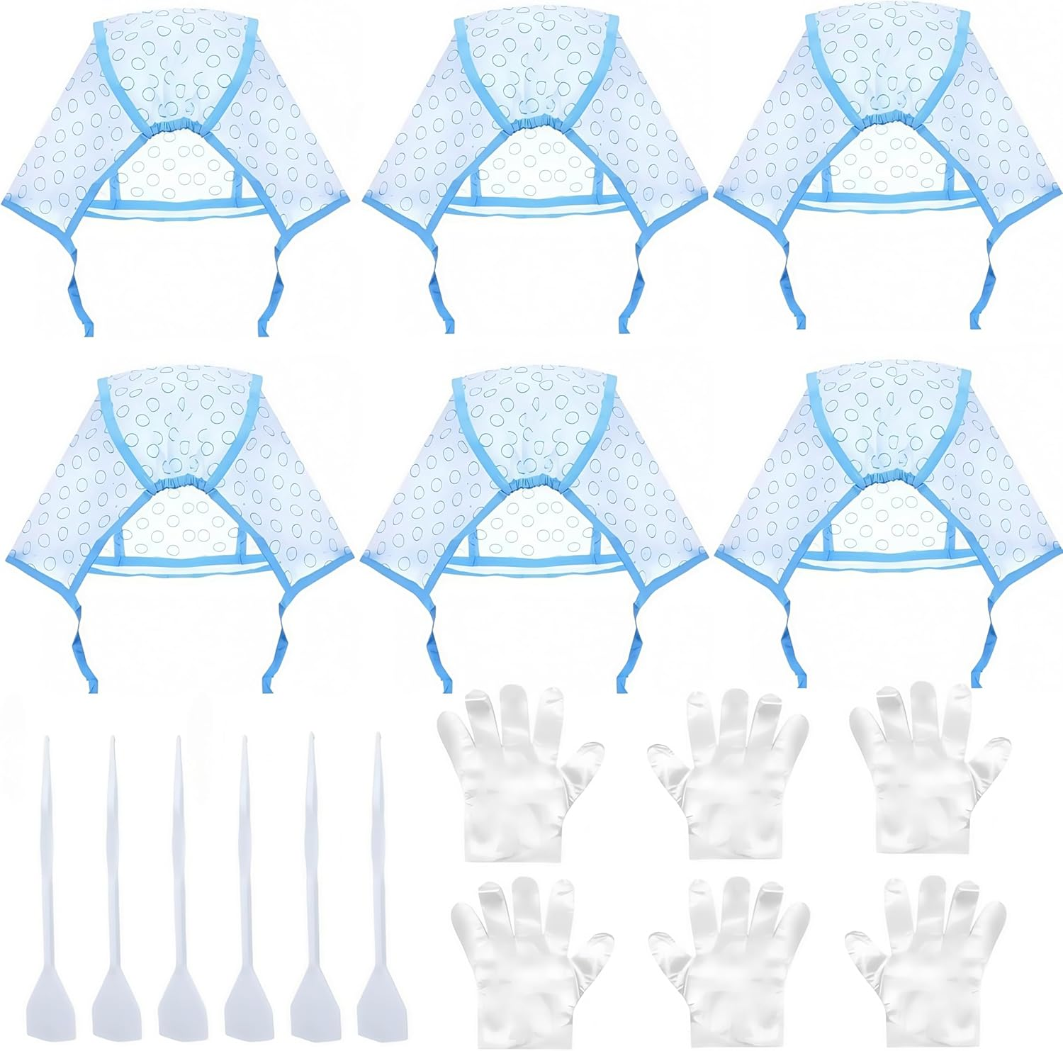 Mazaringyx Highlights Caps,15 Pcs Highlighting Kit,Hair Coloring Frosting Dye Cap,With Plastic Crochet Hook and Gloves,For Salon Dyeing Hairdressing image number 2