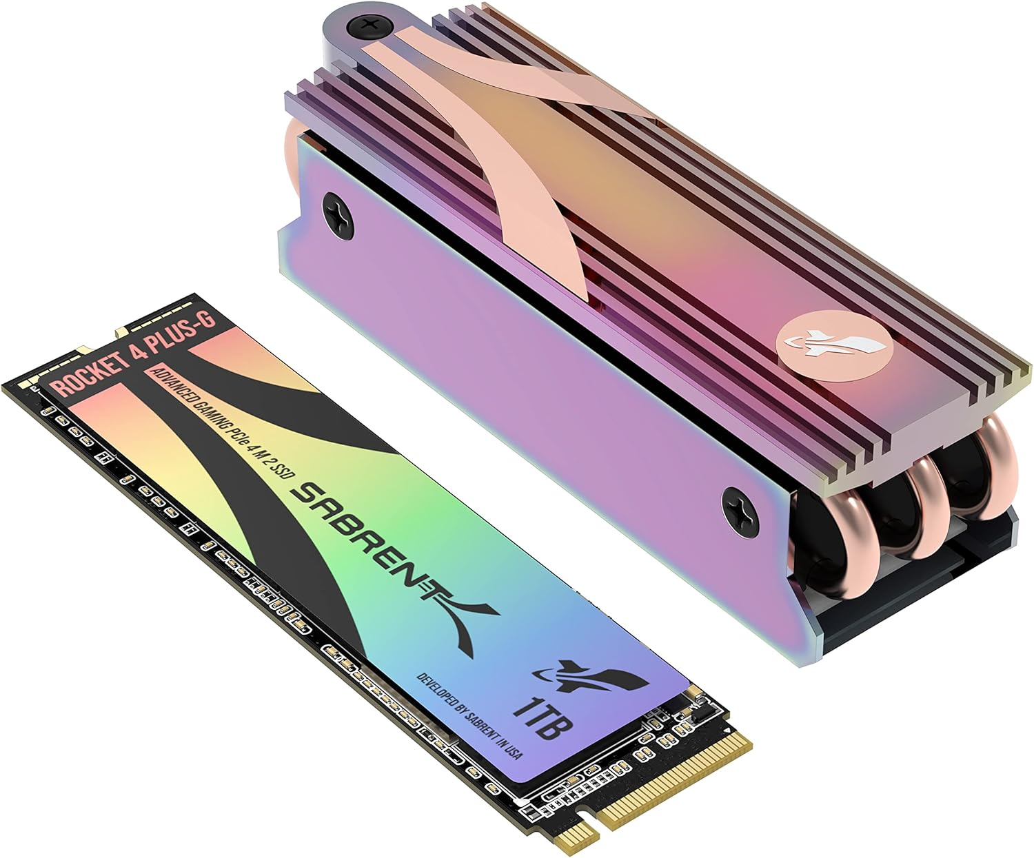 SABRENT Gaming SSD Rocket 4 Plus-G with Heatsink 1TB Pcie Gen 4 Nvme M.2 2280 Internal Solid State Drive, up to 7Gbps Speed, Heat Management [SB-RKTG-GHSK-1TB]