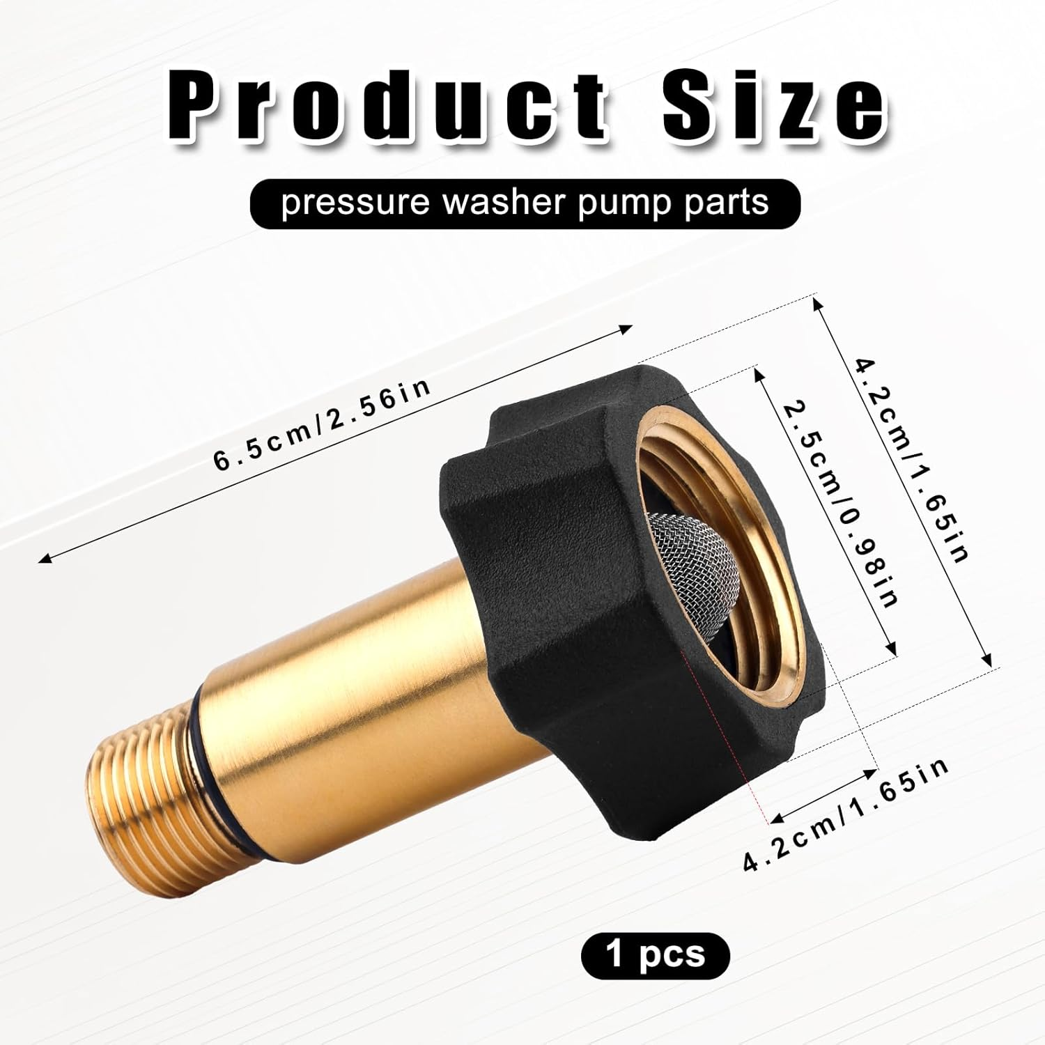 Gosknor 7110166 High Pressure Washer Inlet Fitting, Brass Water Inlet Adapter Replacement for Simpson Power Washer Pumps 510020 520004 520006 Models image number 5