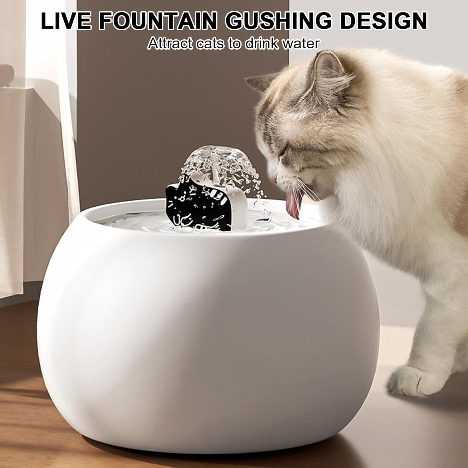 Cat Fountain | Automatic Pet Water Fountain | 3D Automatic Electric Filtered Waterer with Sensor Long-Lasting Dispenser for Kitten Dog Home Drinking outside Watering image number 5