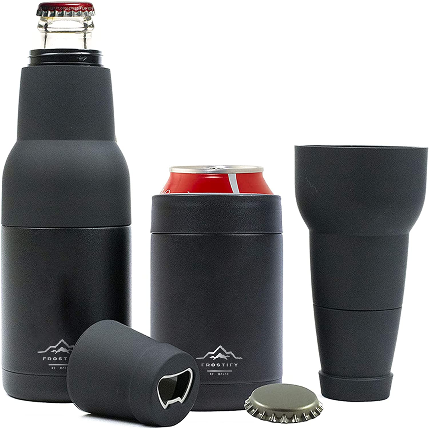 FROSTIFY Stubby Holder | 3 in 1 Alloy Steel Wine Chiller - Premium Insulated Beer Bottle Holder and Can Cooler with Beer Opener for Beer Lovers | Keep Your Beer Colder (Black) image number 6