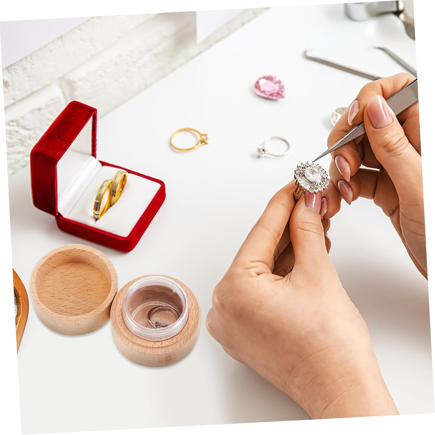 4Pcs Stylish round Tooth Storage Box Decorative Trinket Box Lid for Boys and Girls Lost Teeth Elegant Craft image number 1