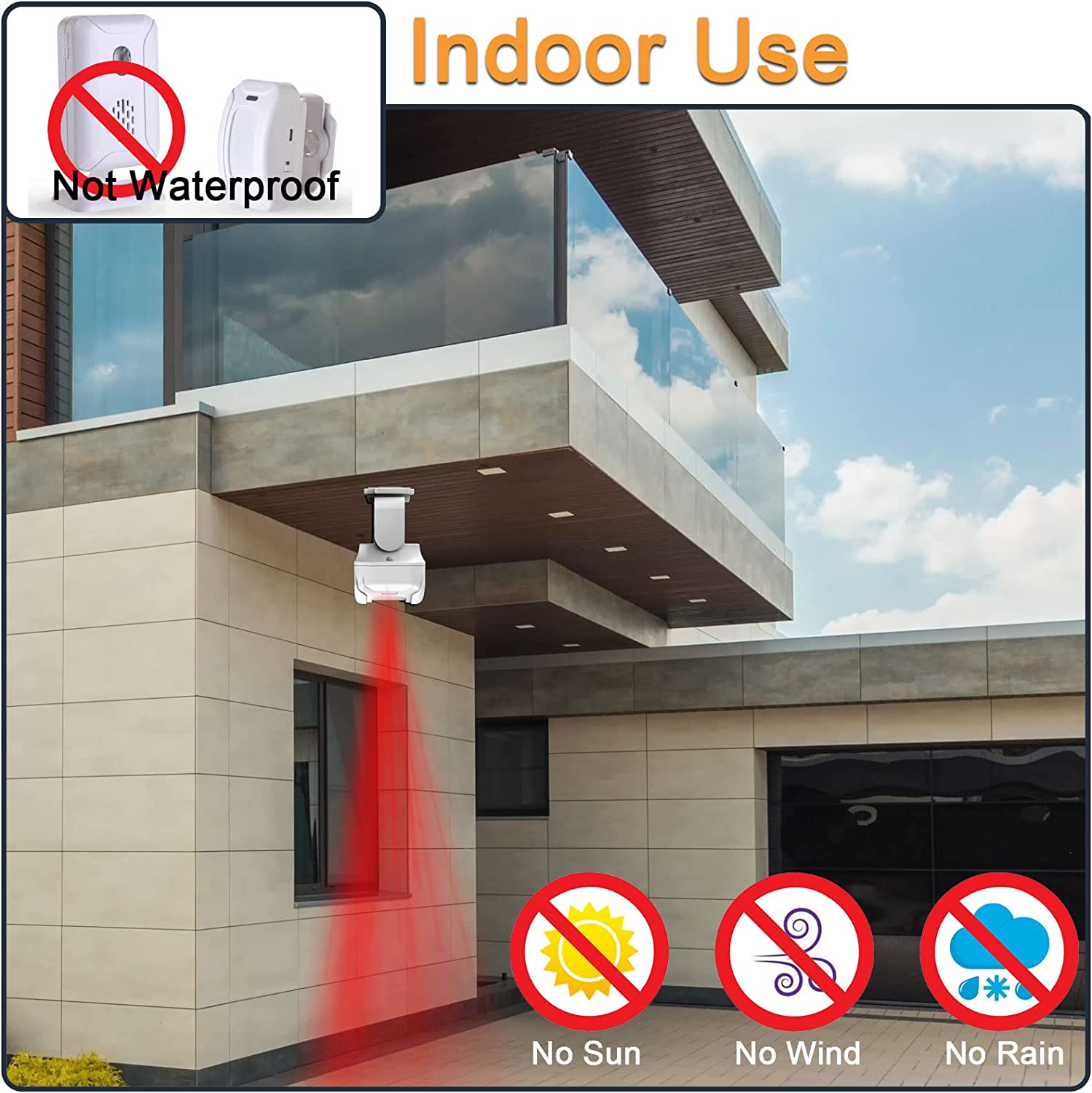 Wireless PIR Motion Sensor Detector Home Store Welcome Buzzer Security Alarm Chime for Business Mailbox Front Door Entry Alert (1 Sensor & 1 Doorbell) image number 5