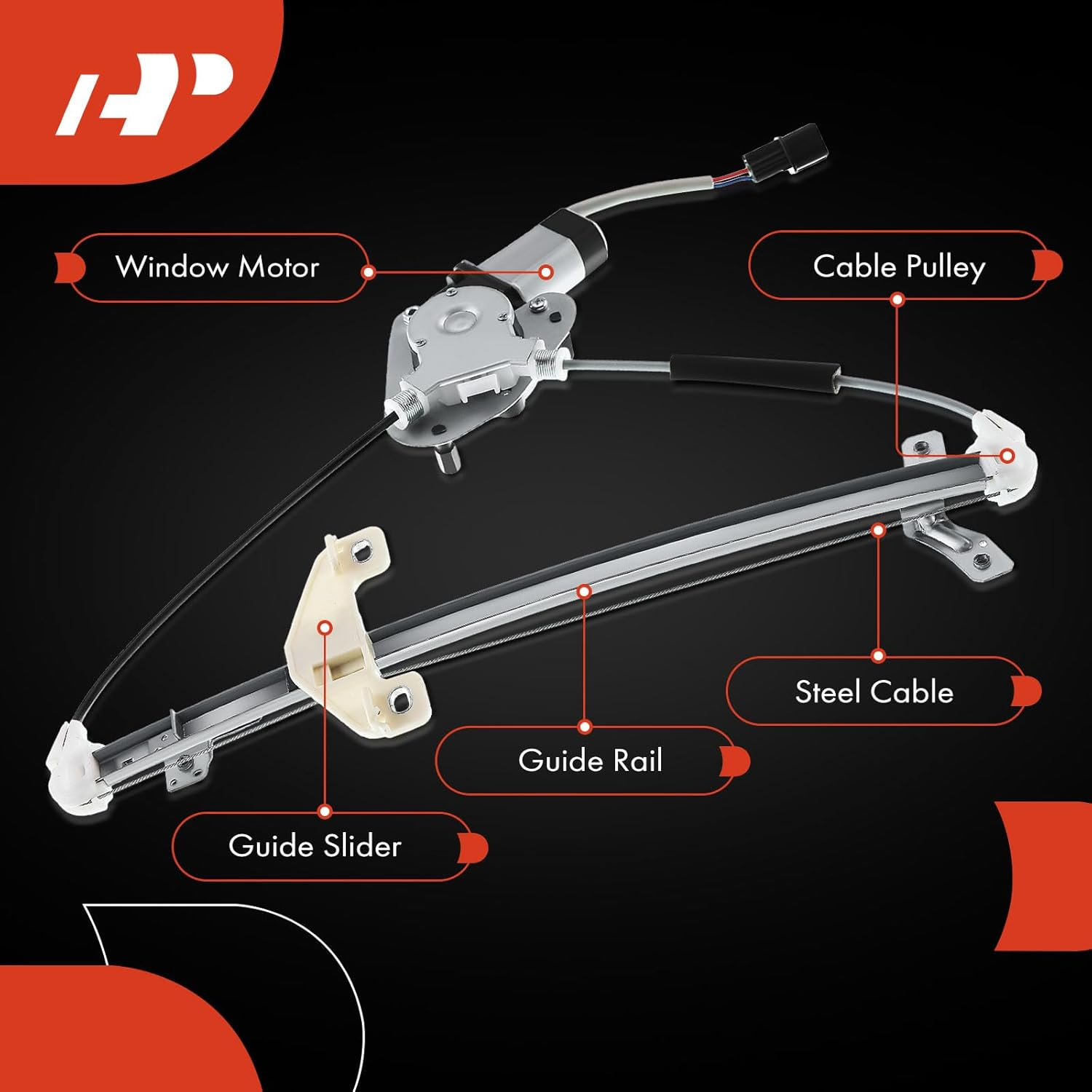 A-Premium Power Window Regulator with Motor Compatible with Honda Accord 2003-2007 Sedan Rear Right Passenger Side image number 6