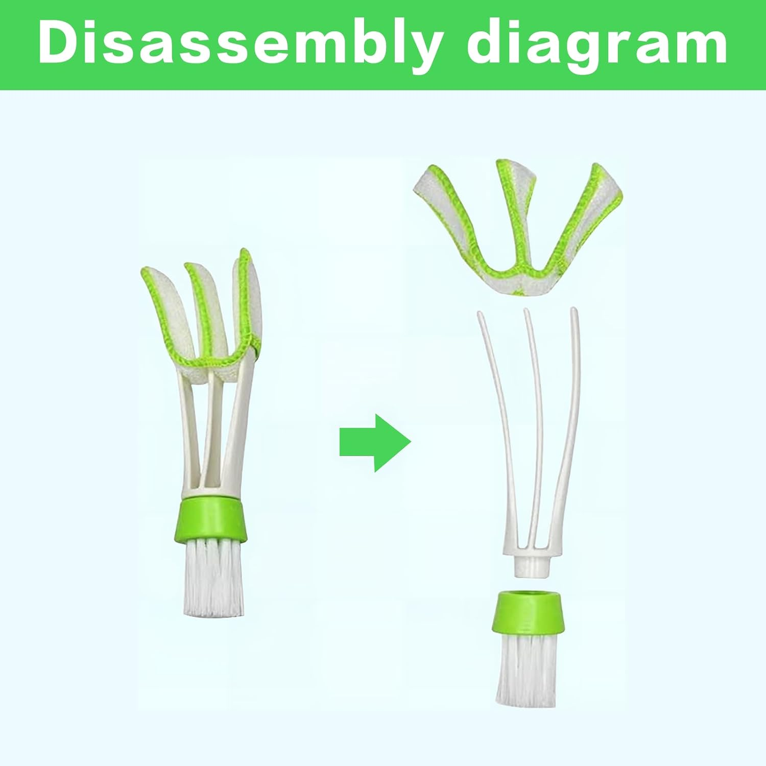 Mini Duster for Car Air Vent, 4 Pack Automotive Air Conditioner Cleaner Brushes with Cleaning Cloth, Green & Grey, for Keyboard, Windows, Blinds and Shutters