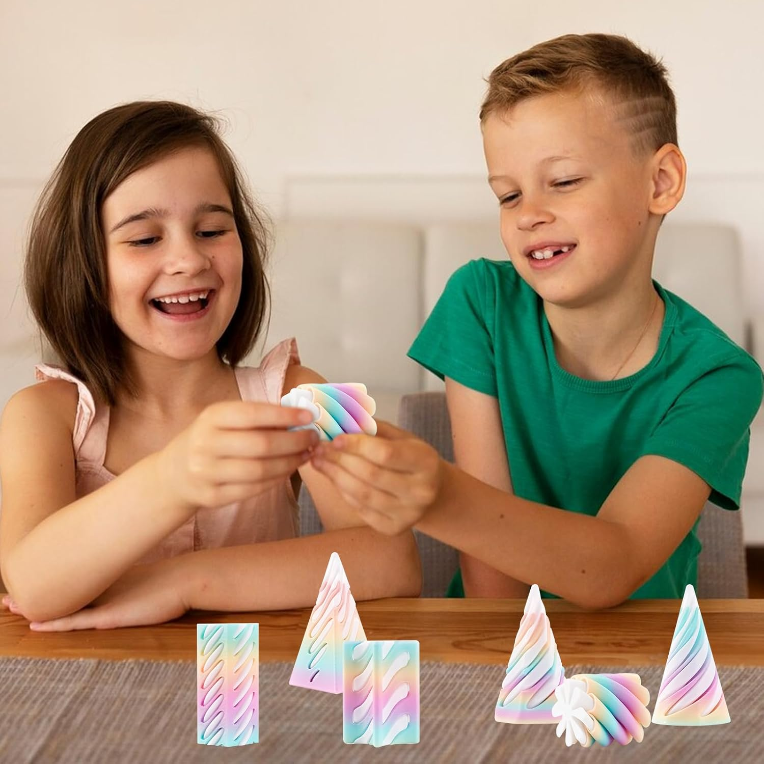 Homiliky 6 PCS 3D Printed Spiral Cone Fidget Toy the Impossible Spiral Fidget Toy 3D Printed Decompression Spiral Cone Toys Mini Stress Relief Decorations Toy for Kids Adult Gift image number 4