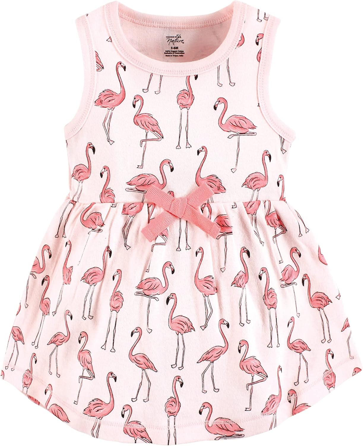 Touched by Nature Girls, Toddler, Baby and Womens Organic Cotton Short-Sleeve and Long-Sleeve Dresses, Pink Flamingo, 6-9 Months image number 1